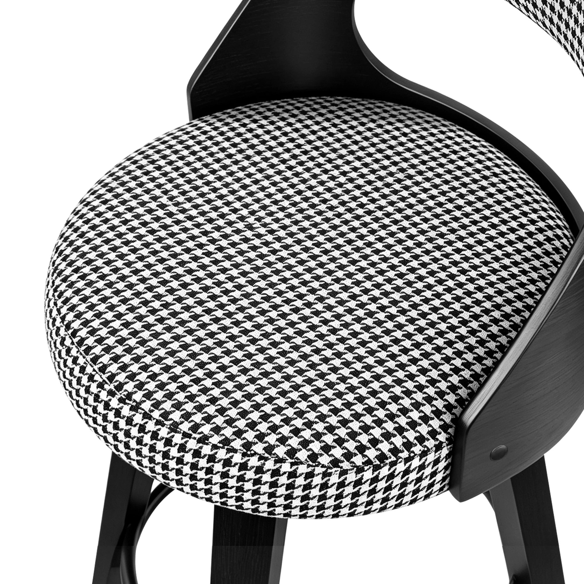 6 Alfordson 2x Swivel Bar Stools 65cm Houndstooth Kitchen Dining Chair - Black, 6 of 9