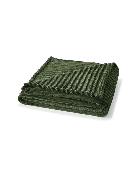 Plush Ribbed Blanket - Queen/King Bed, Forest