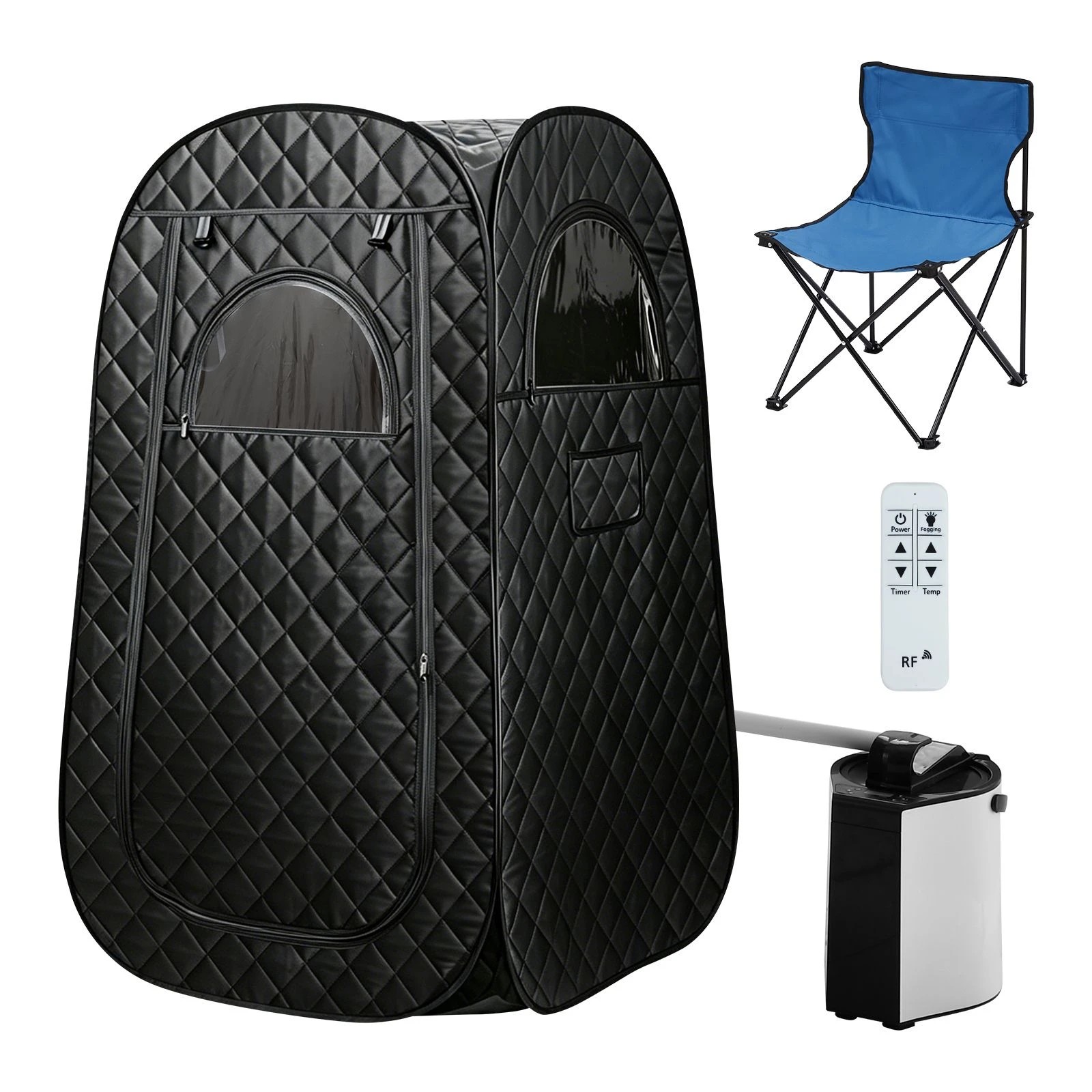 6 Maxkon Portable Steam Sauna Tent Full Body Home Spa Box with 3L Steamer Remote Control & Foldable Chair, 6 of 7