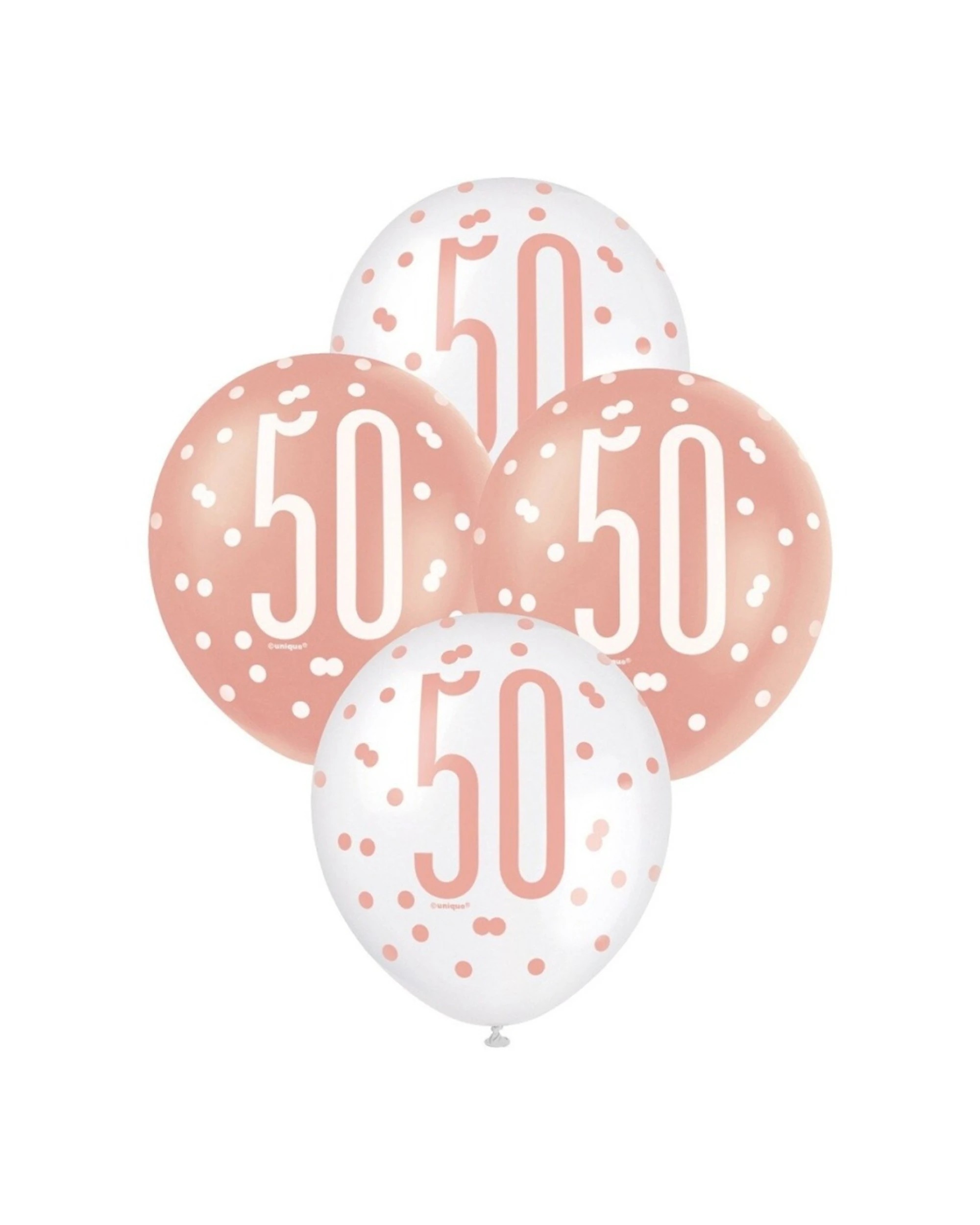1 Meteor Party 6pc Latex Balloons 50th Birthday 30cm Rose - Gold, 1 of 1