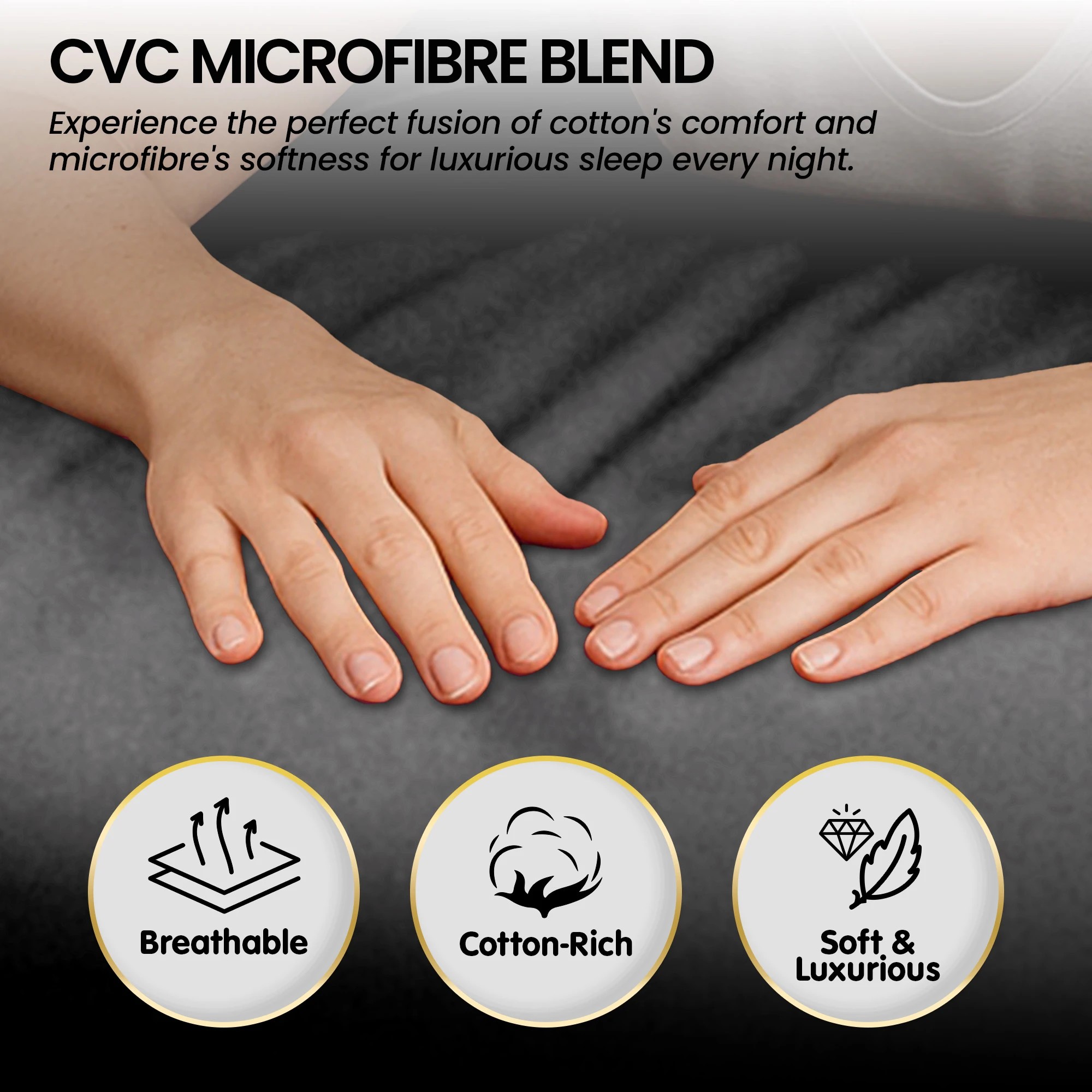 5 4pc 1000 Thread Count Cotton Rich Sheet Gift Pack Cvc Microfibre Blend In Charcoal
 - King Bed, 5 of 10