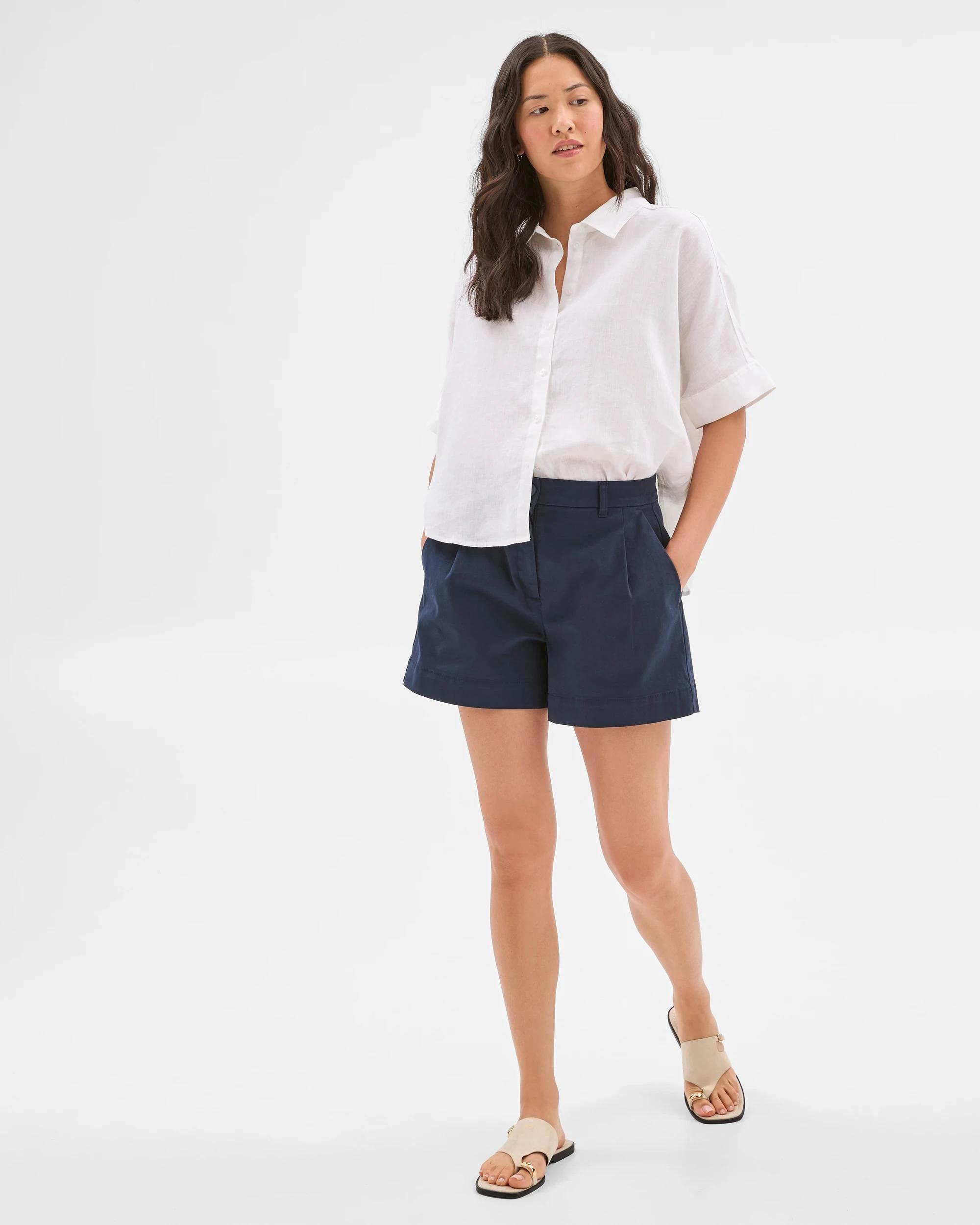 1 Target Australian Cotton Pleat Front Shorts NAVY BLUE, 1 of 7