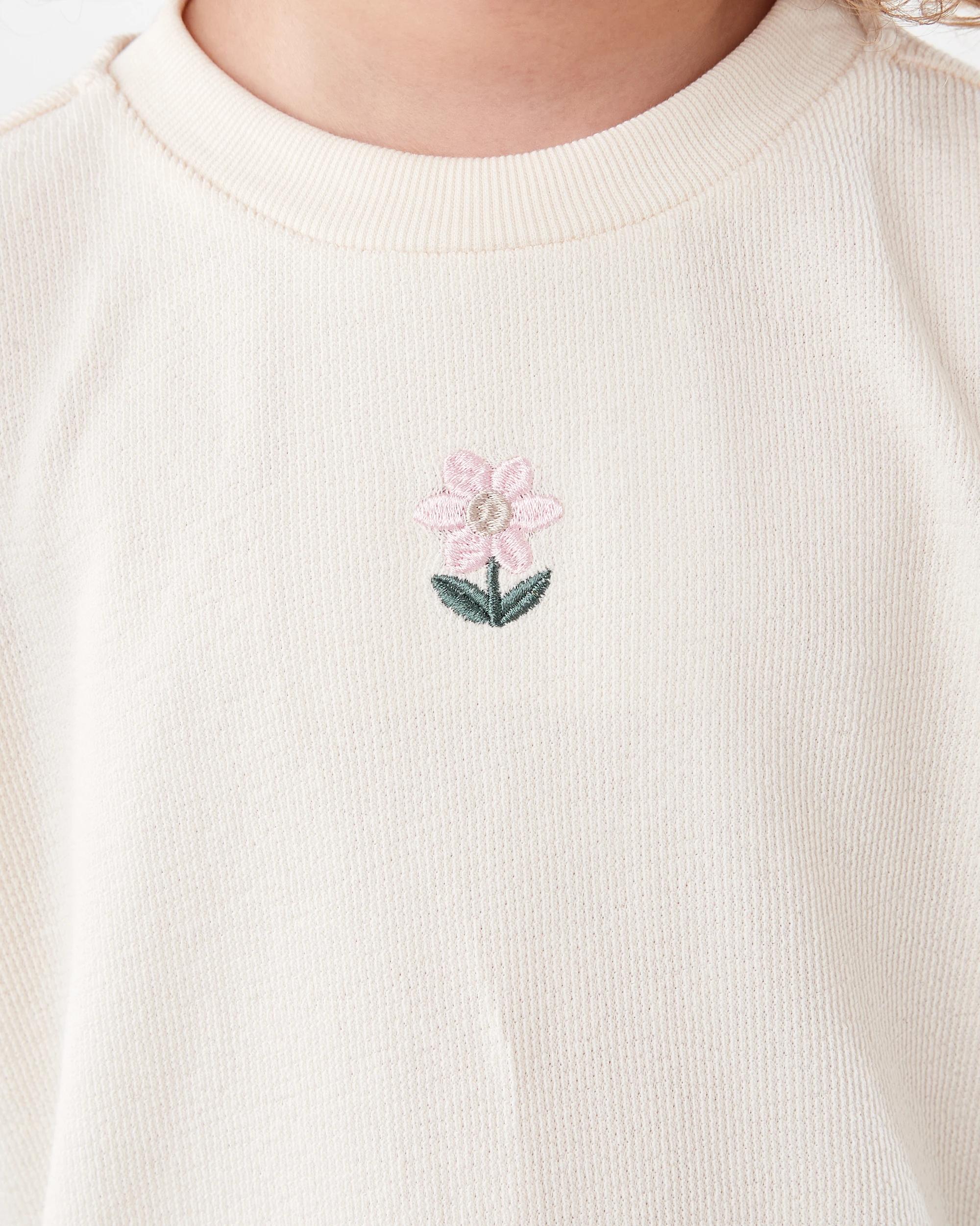 4 Slub Jacquard Crew Neck Sweater Bge Flower, 4 of 7