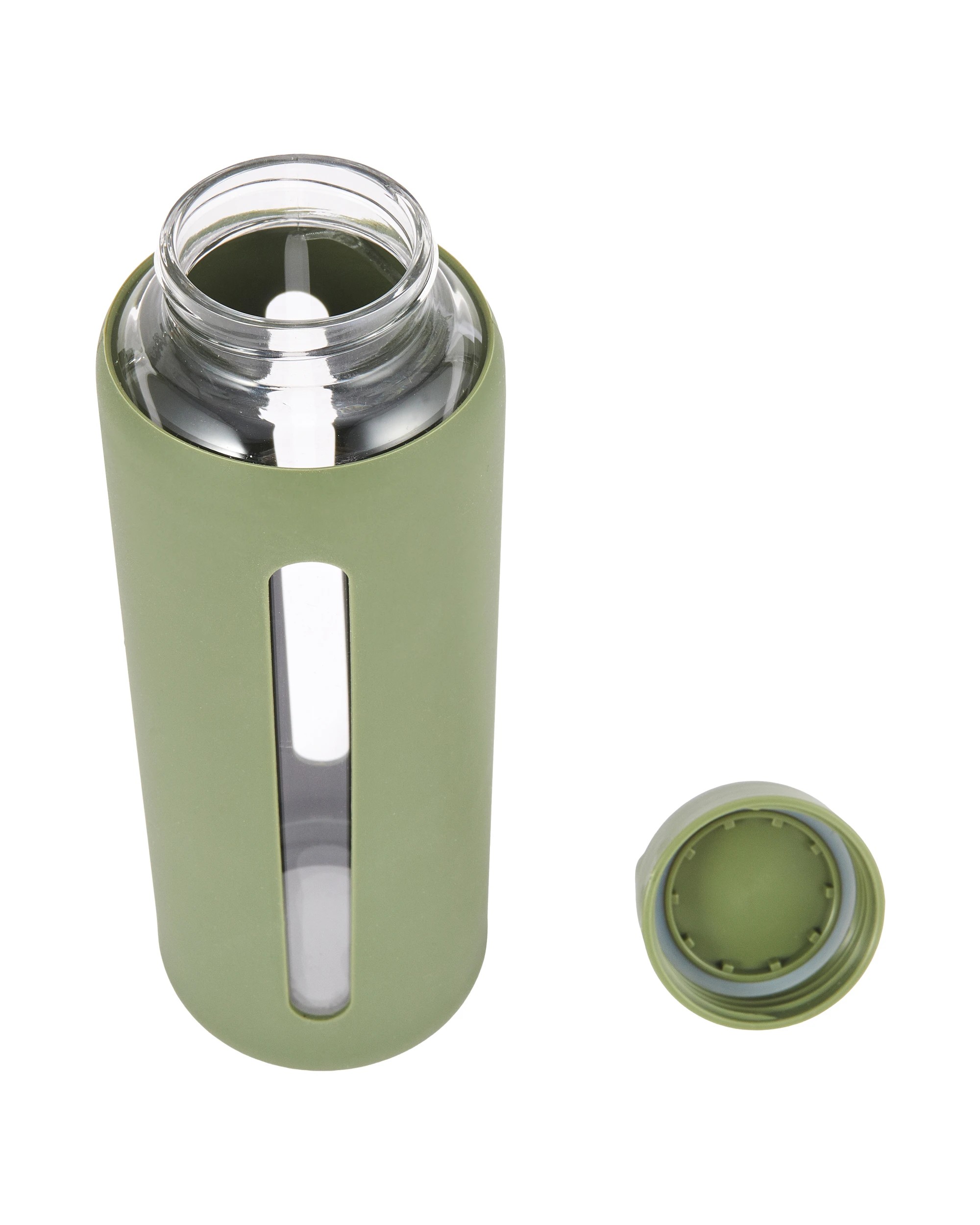 4 1L Glass Drink Bottle with Silicone Wrap - Green, 4 of 5