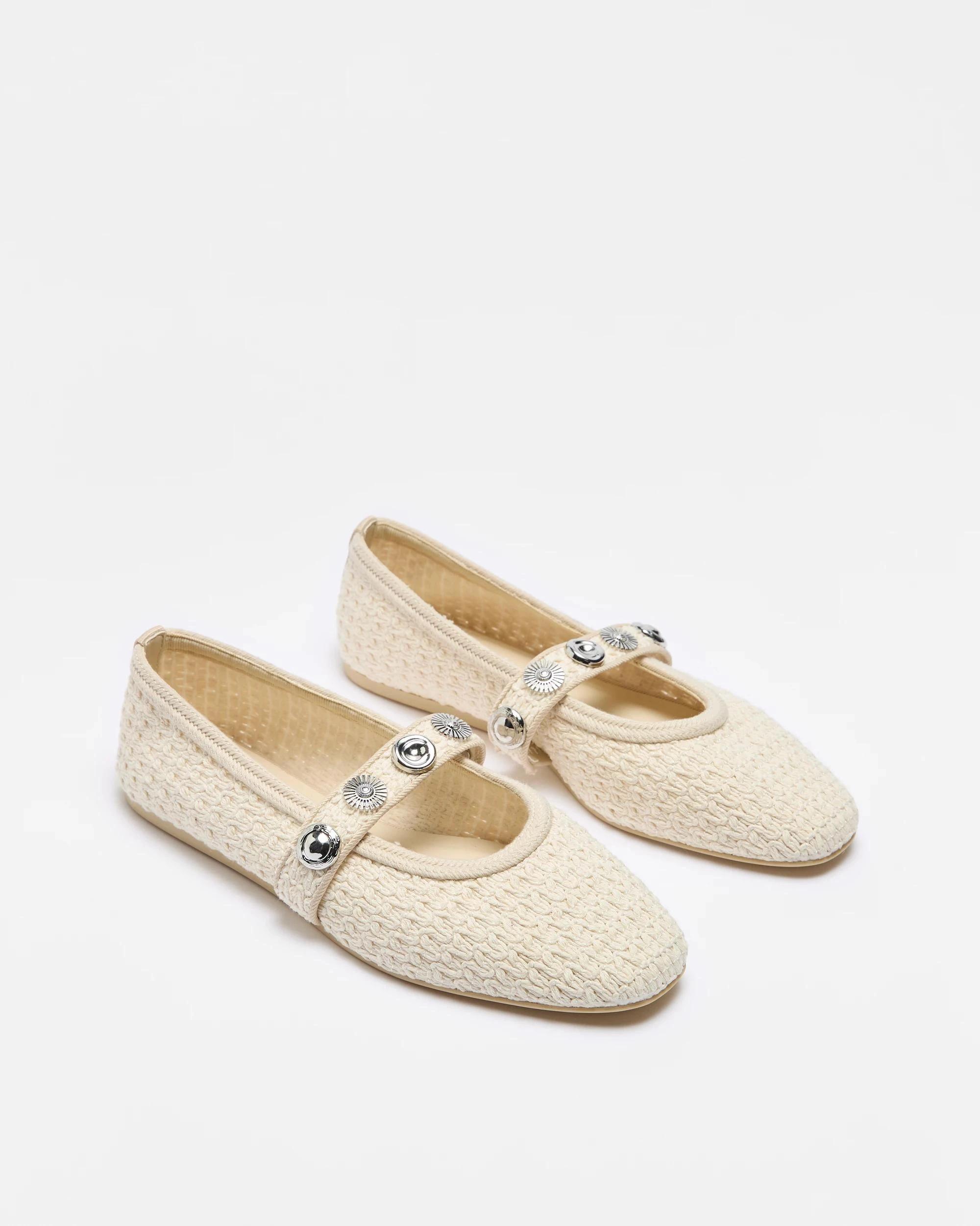 3 Target Womens Strap Ballet Flat - Kelly NATURAL TEXTURED FABRIC, 3 of 4