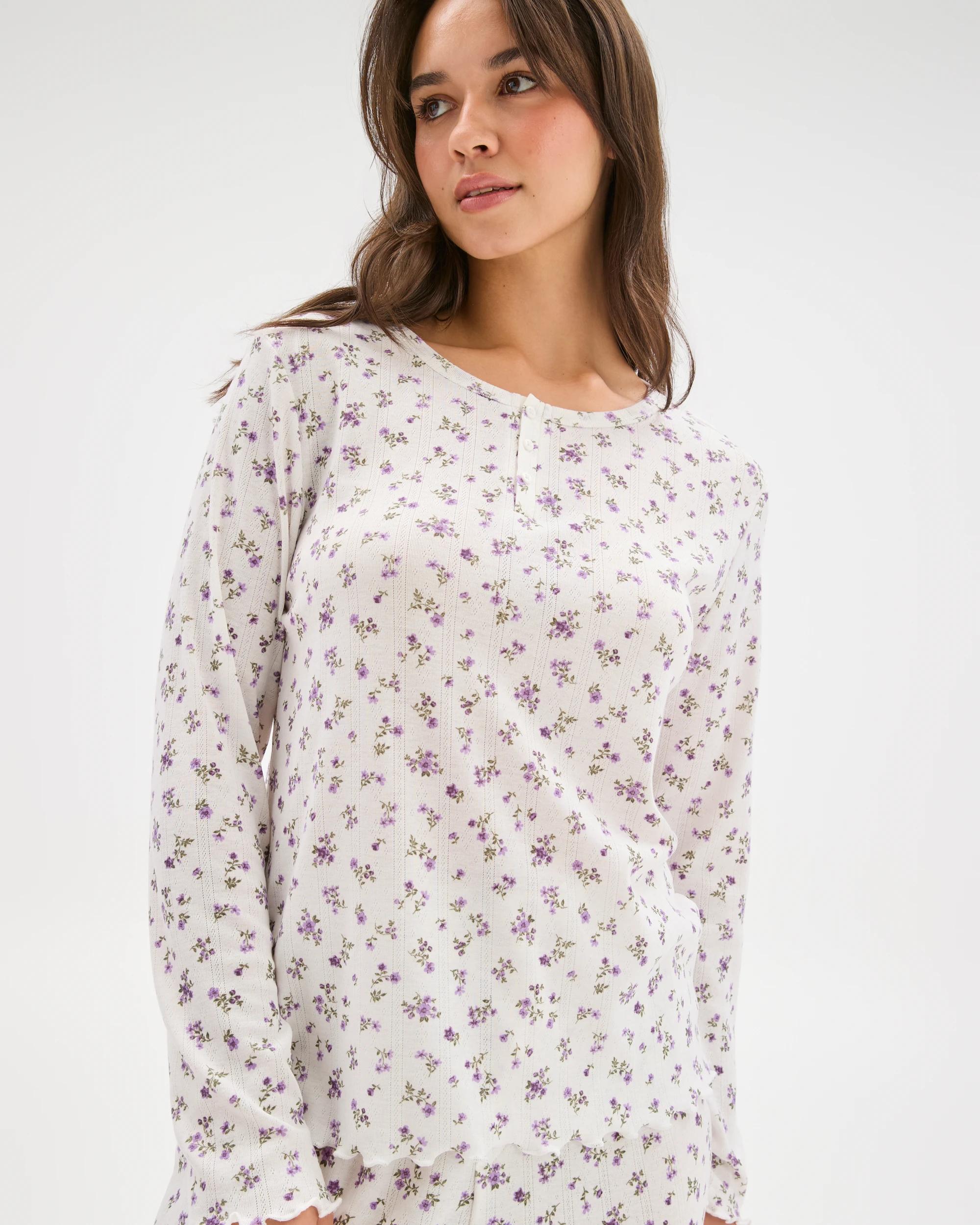 2 Target Woman Pointelle Henley Top DITSY FLORAL, 2 of 6