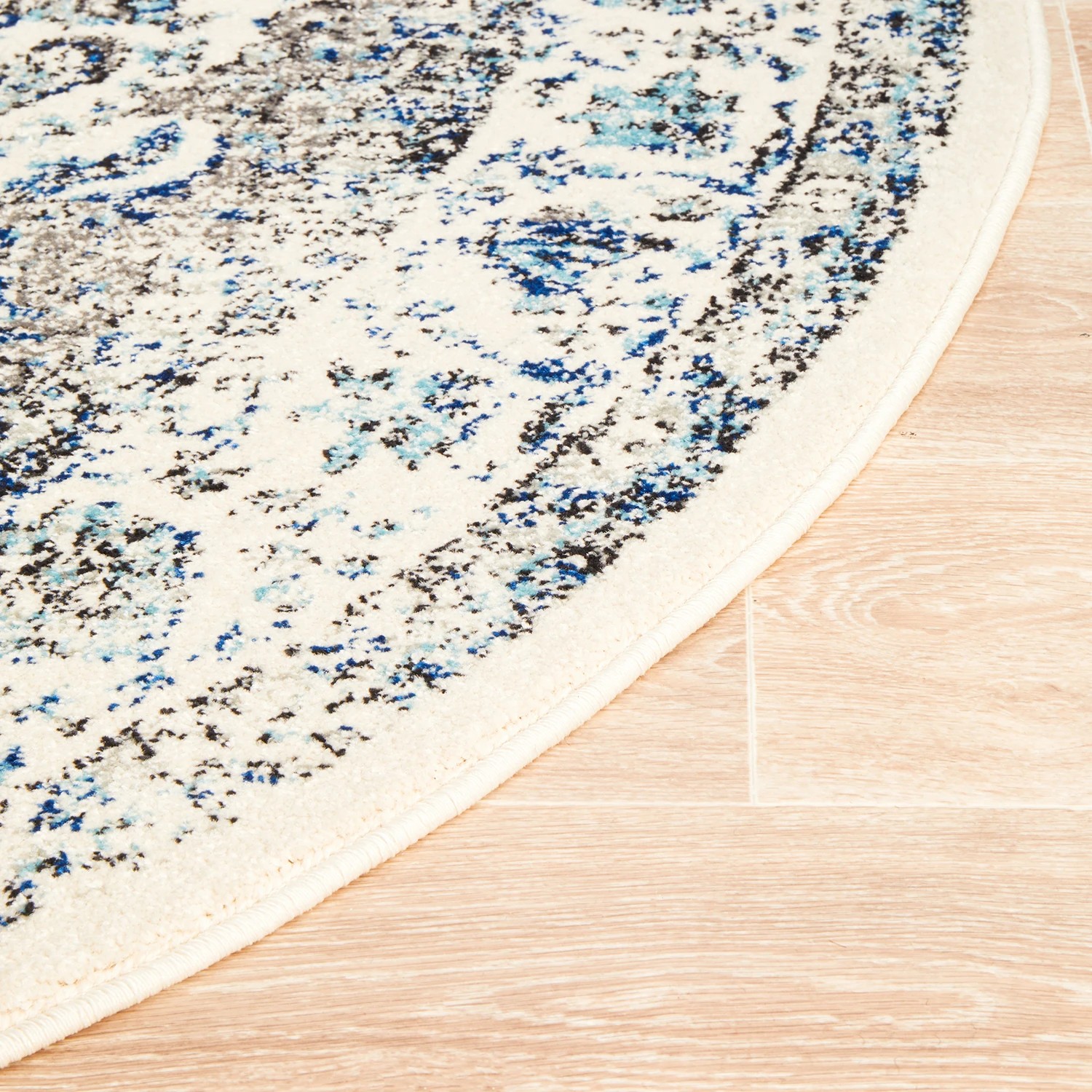6 Common Ground Rugs Encore 251 150x150cm Round - Small Pet Friendly Rug - White, 6 of 7