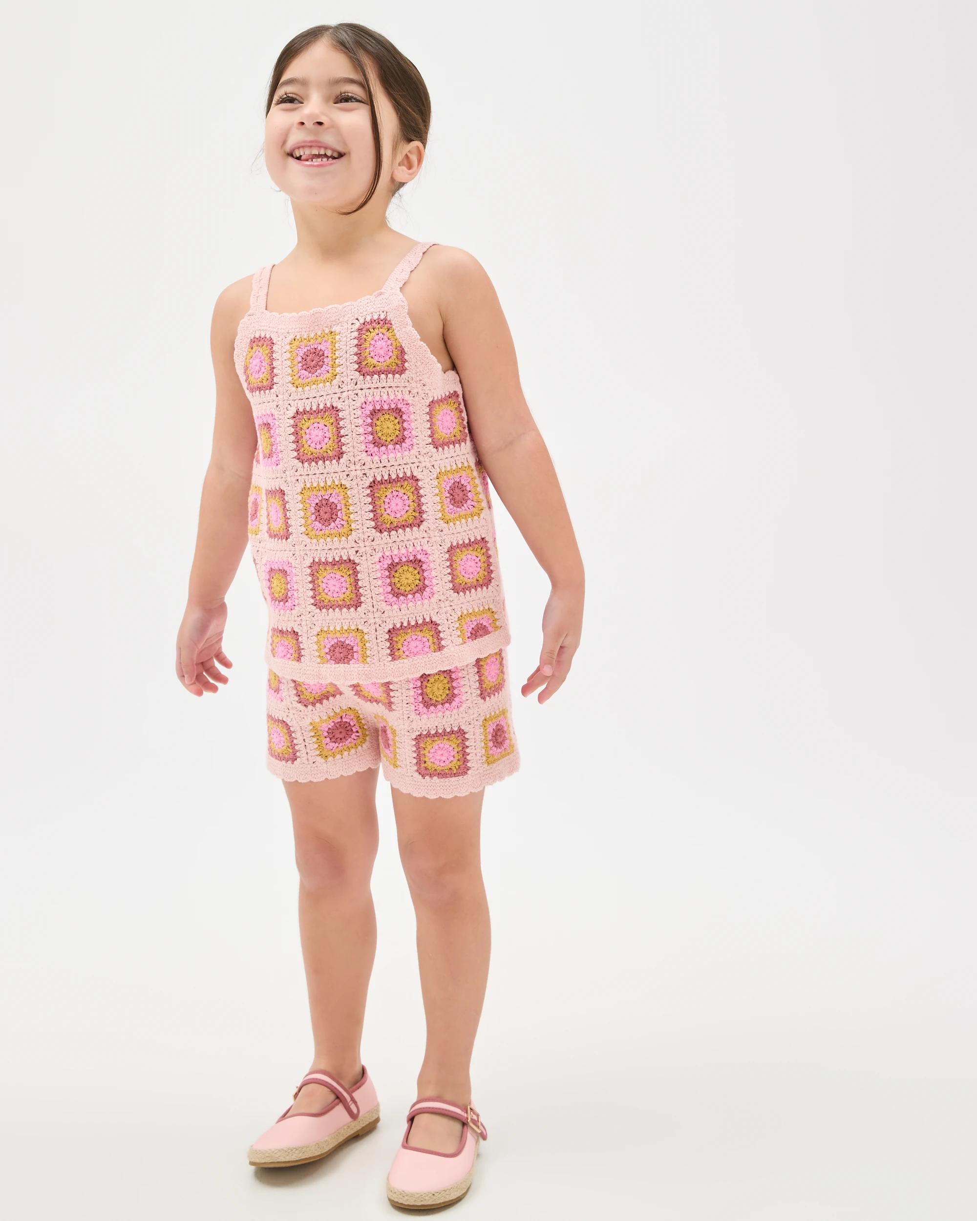 1 Target Kids Australian Cotton Blend Crochet Tank Top and Shorts Set TILE MULTI, 1 of 7