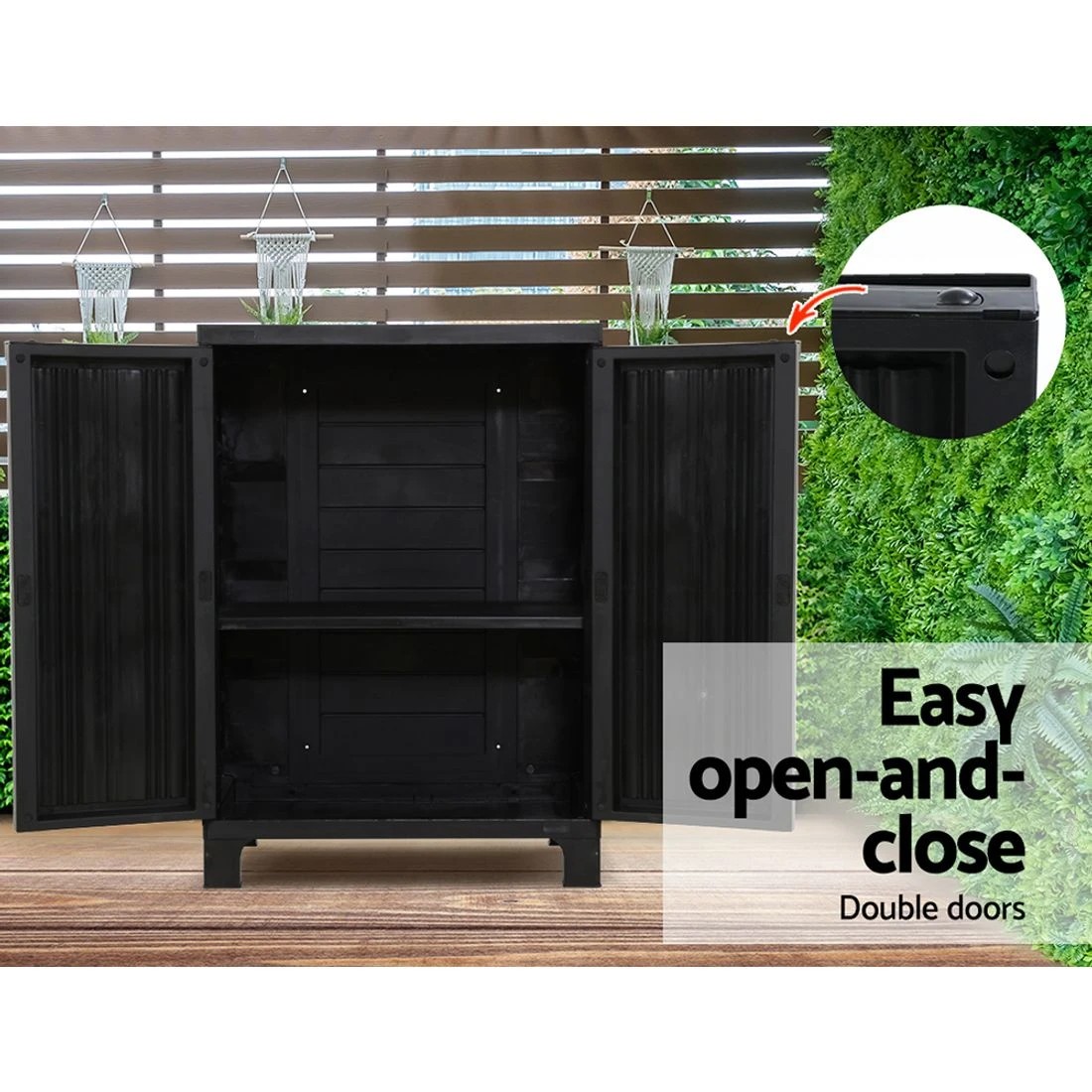 6 Gardeon Outdoor Storage Cabinet Box 92cm - Black, 6 of 8