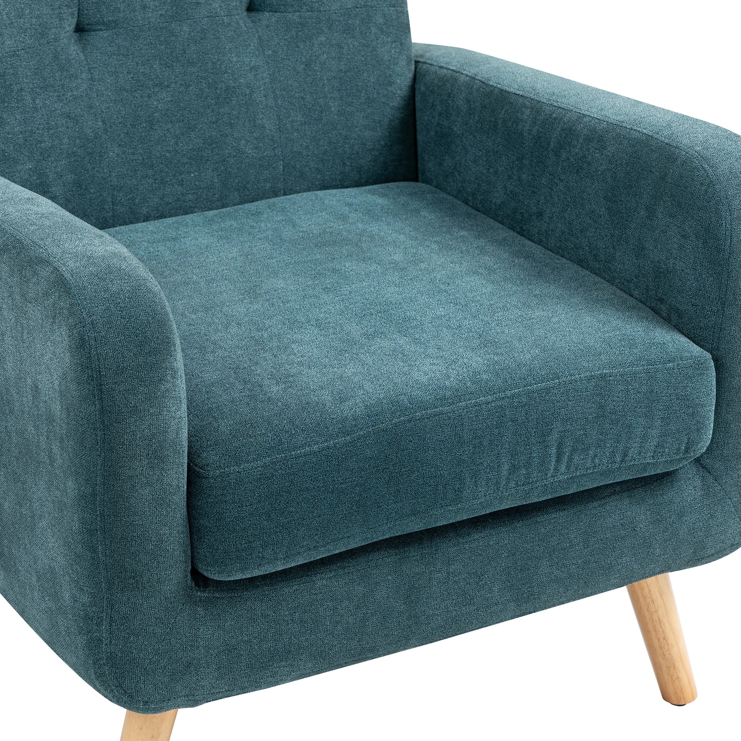 8 IHOMDEC Upholstered Tub Armchair with Rubber Wood Legs - Green - Green, 8 of 10