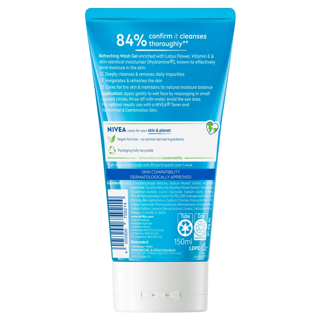 2 Nivea Refreshing Wash Gel 150ml - Hydramine and Vitamin E, 2 of 7