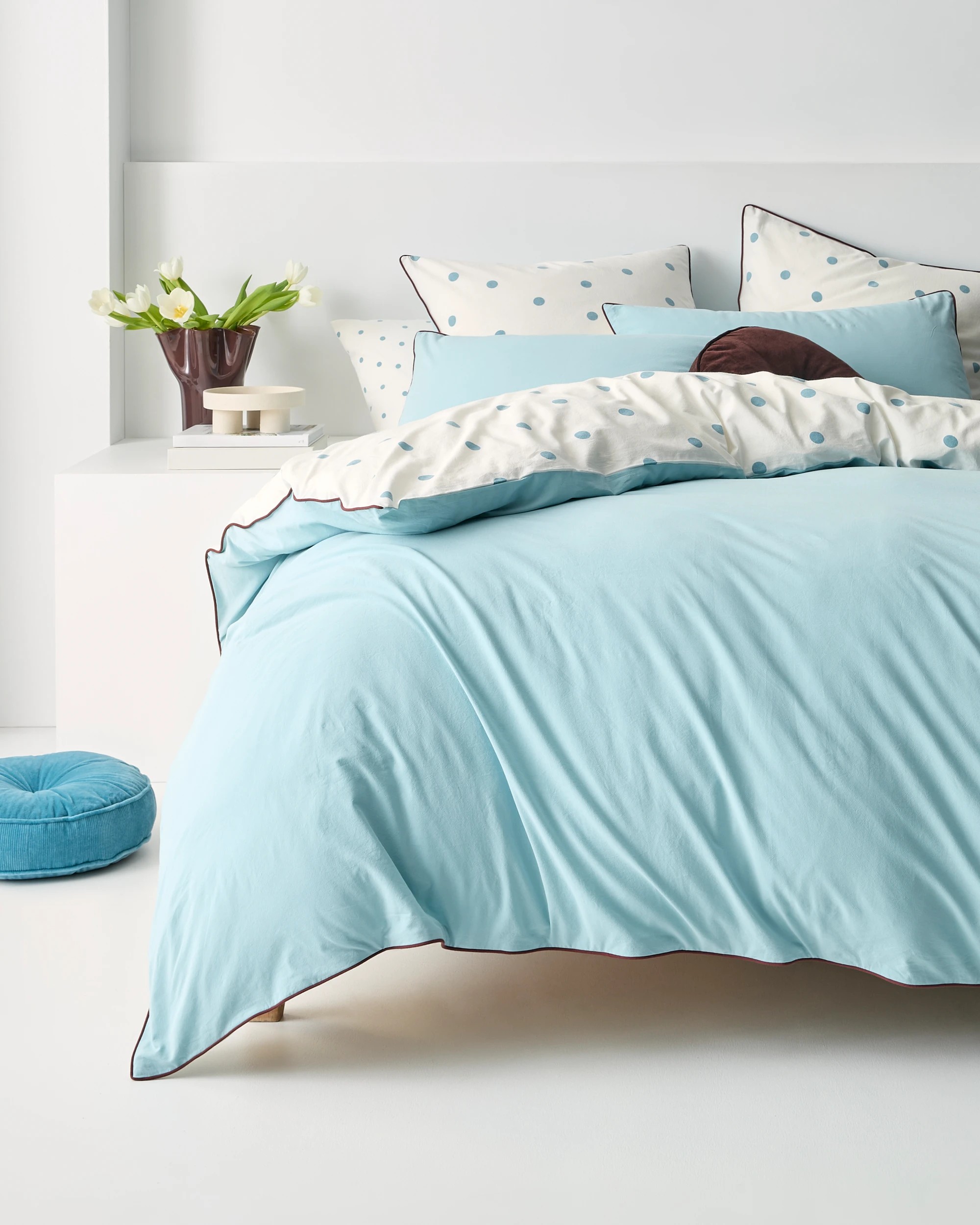 3 Arlo Polka Dot Stonewash Cotton Quilt Cover Set - Super King Bed - Blue, 3 of 10