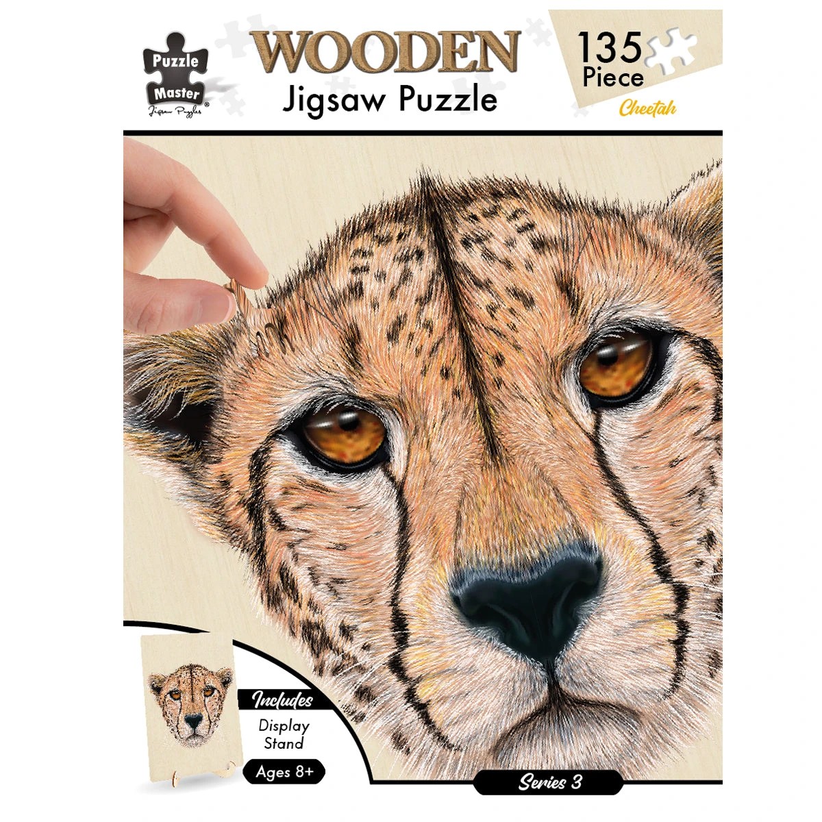 4 Puzzle Master 135 Piece Wooden Jigsaw Puzzle, Cheetah, 4 of 5