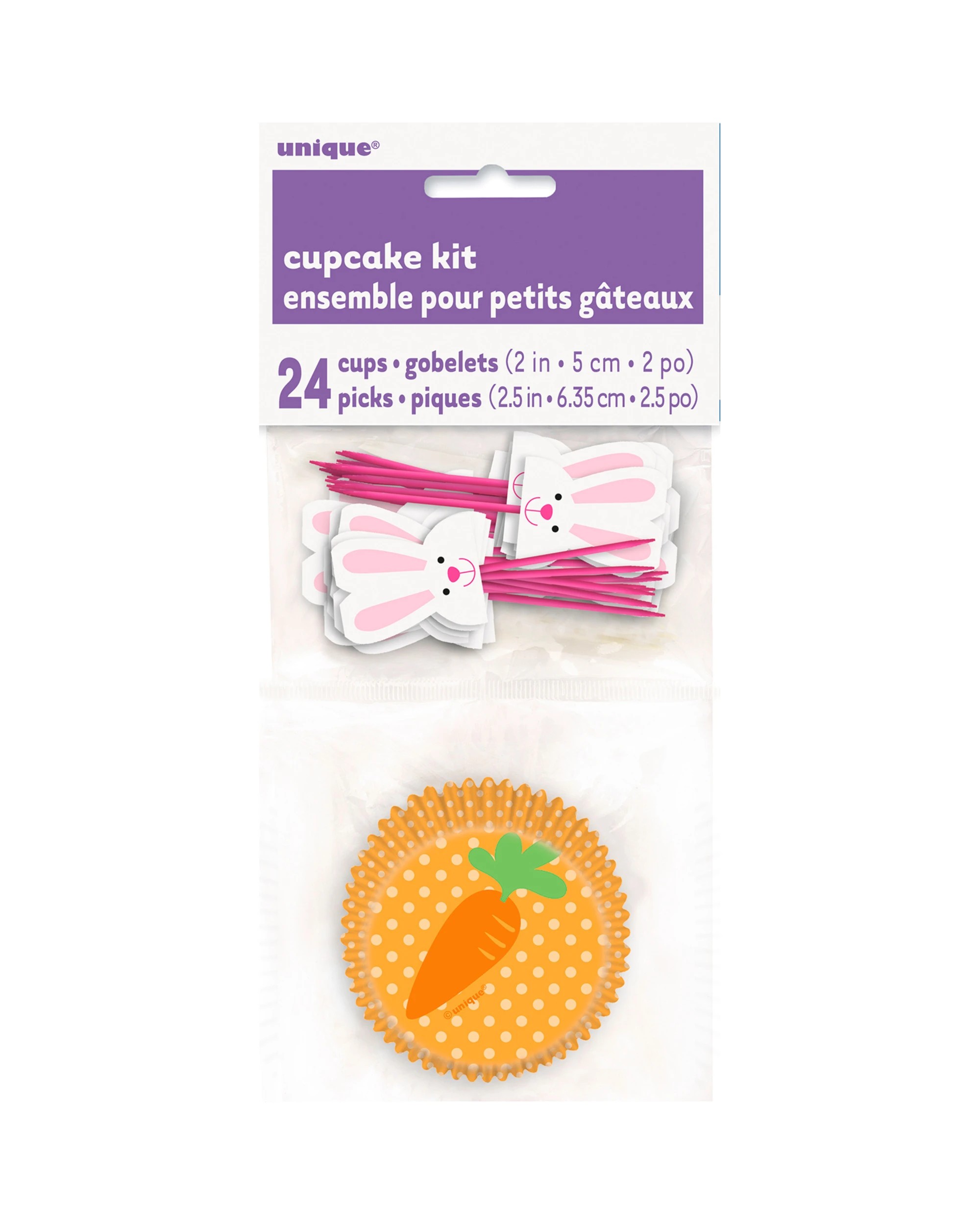 2 Unique Easter Bunny and Carrot Cupcake Kit Pack of 24, 2 of 2