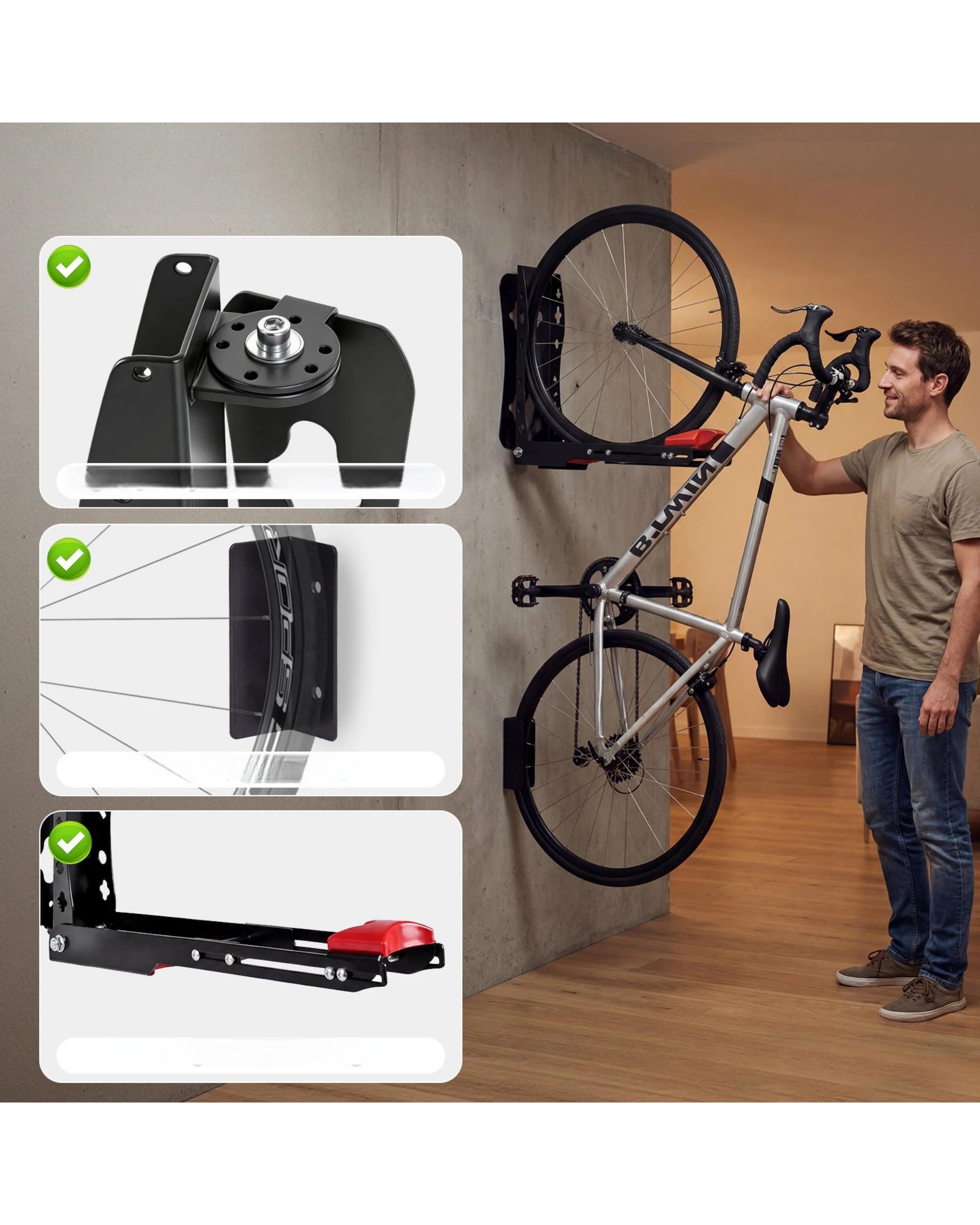 3 Advwin Bike Repair Stand Foldable and 360° Rotatable 4-Leg Bike Rack with Tool Tray - Black, 3 of 8