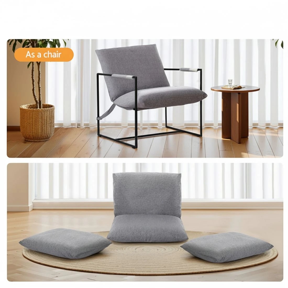 4 Artiss Armchair Lounge Chair Sling - Grey, 4 of 7