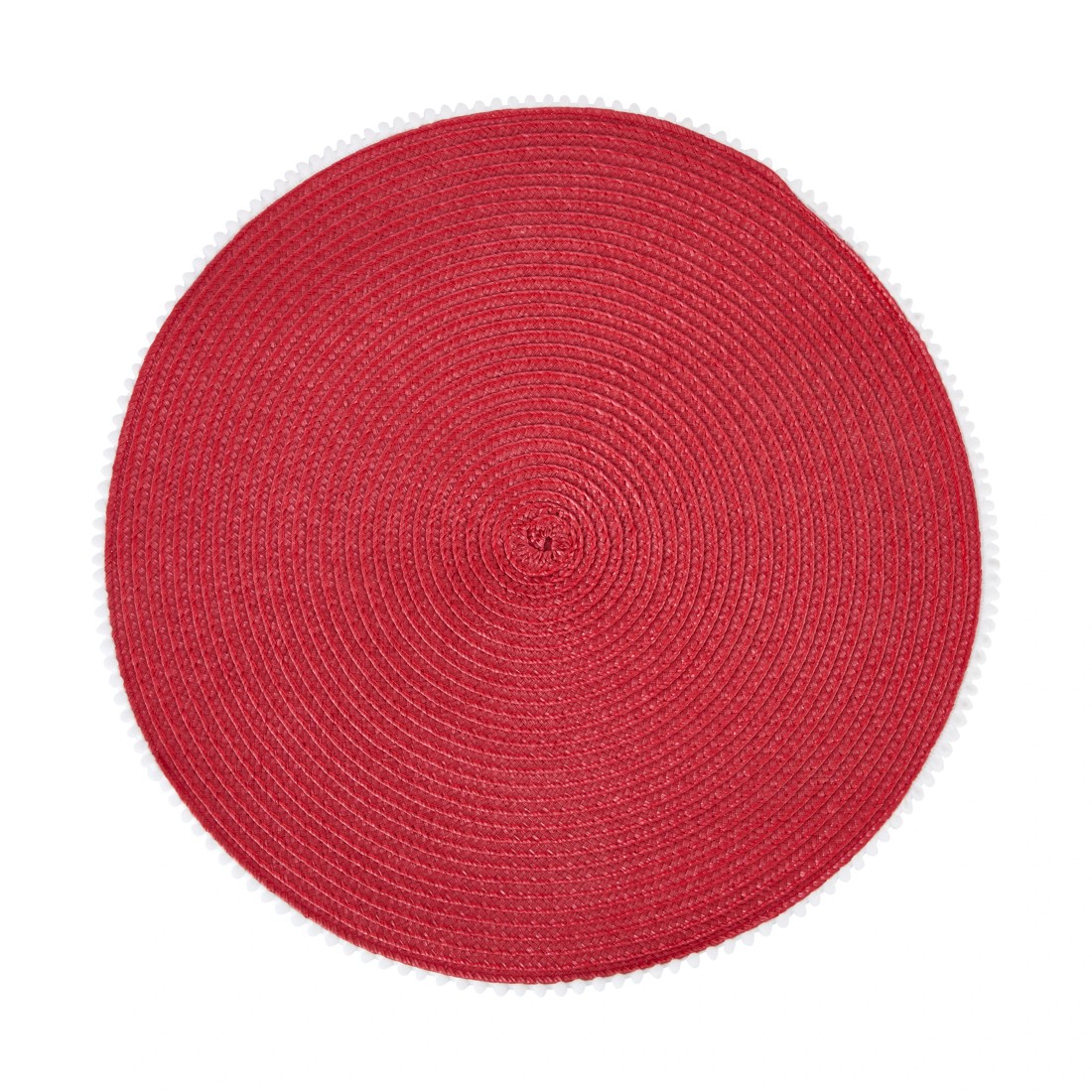 1 Round Red Pom Pom Placemat, 1 of 3