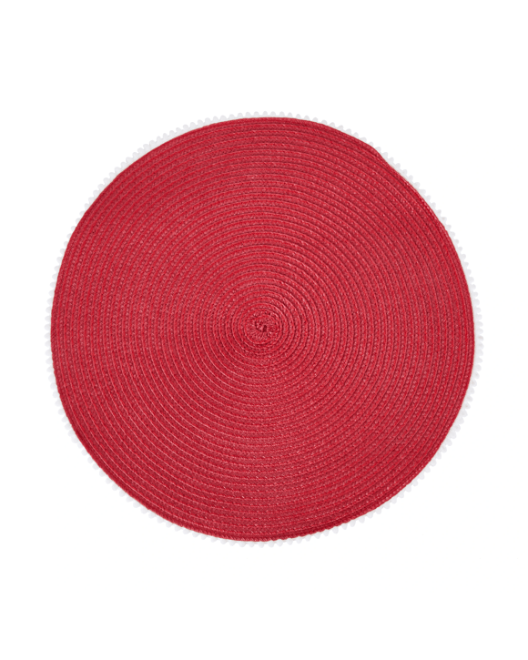 Round Red Pom Pom Placemat
