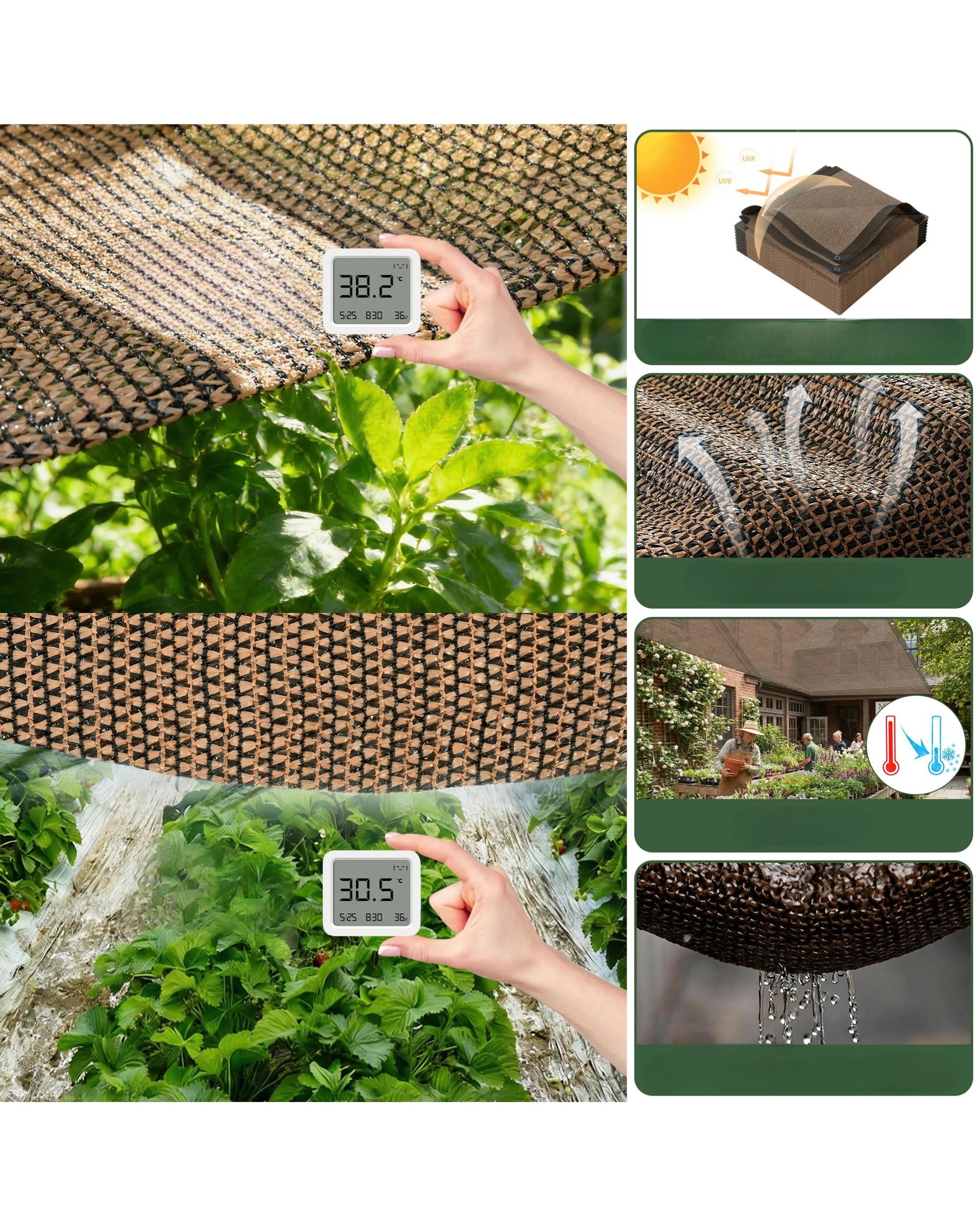 3 Advwin Shade Cloth Mesh Breathable Sunshade Sail -Brown, 3 of 7
