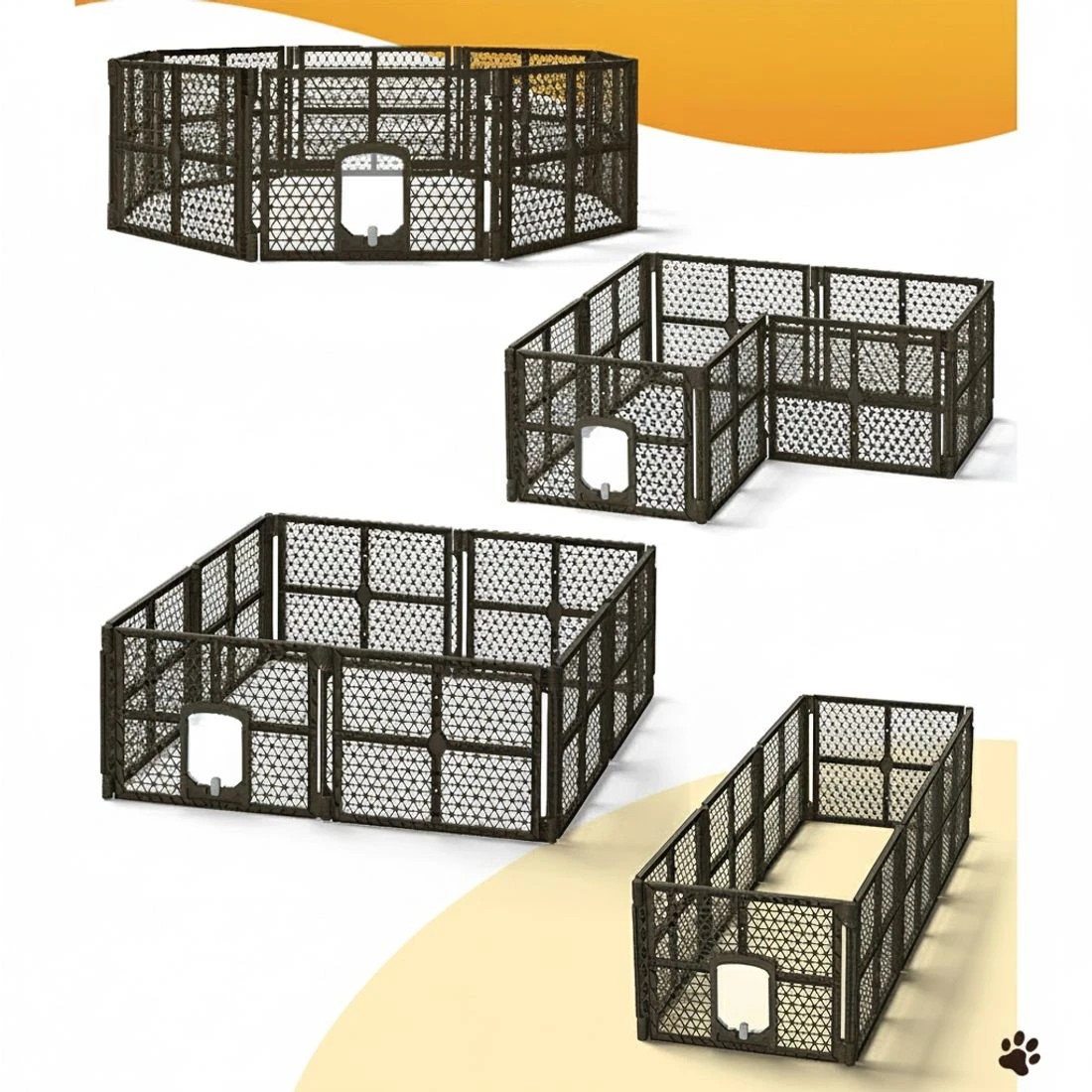 4 i.Pet Dog Playpen Enclosure 8 Panel Pet Fence Plastic Play Pen - Black, 4 of 5