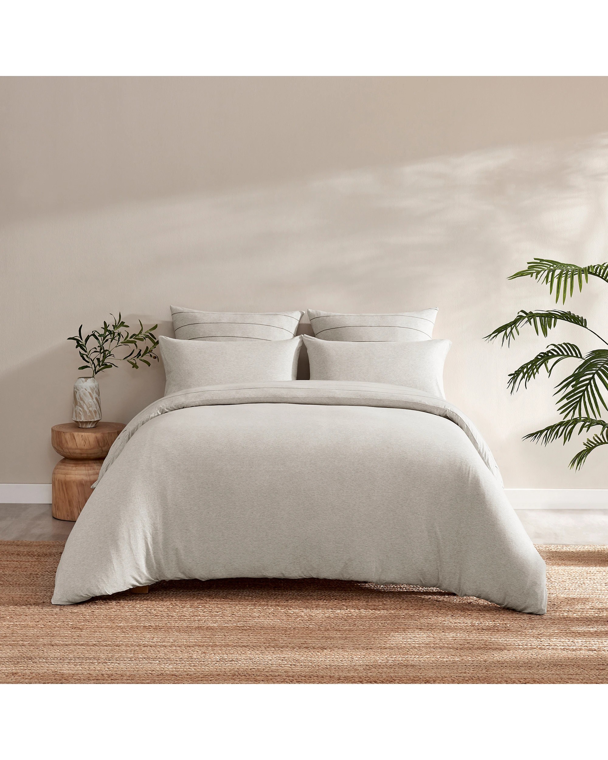 10 Dreamaker Jersey Luxe 100% Cotton Reversible Quilt Cover Set Charcoal - Single Bed - Oatmeal, 10 of 10