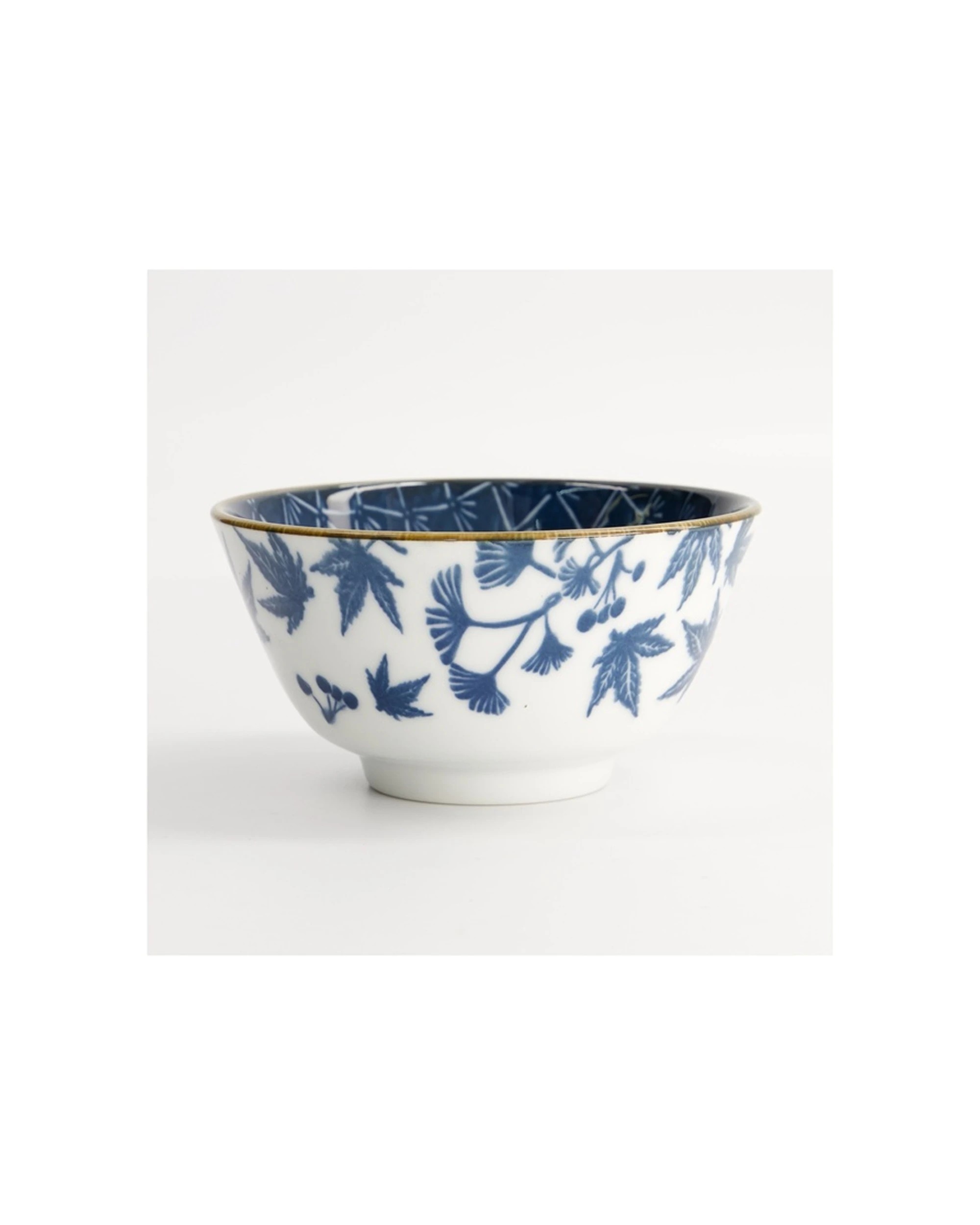 3 Tokyo Design Flora Japonica Porcelain Rice Bowl 12x6cm Gingko - Blue, 3 of 4