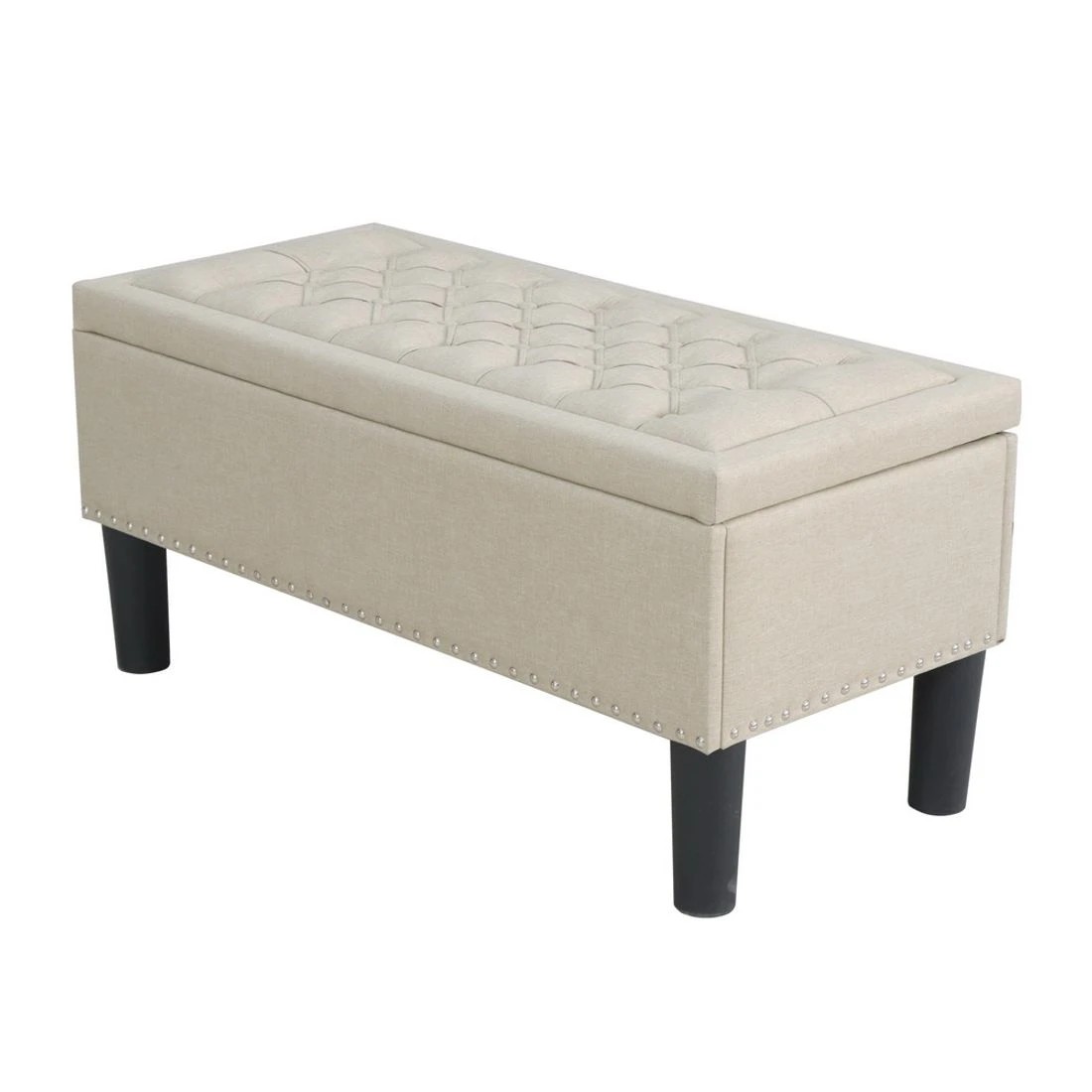 1 Artiss Storage Ottoman Blanket Box 96cm Linen Taupe - Beige, 1 of 7