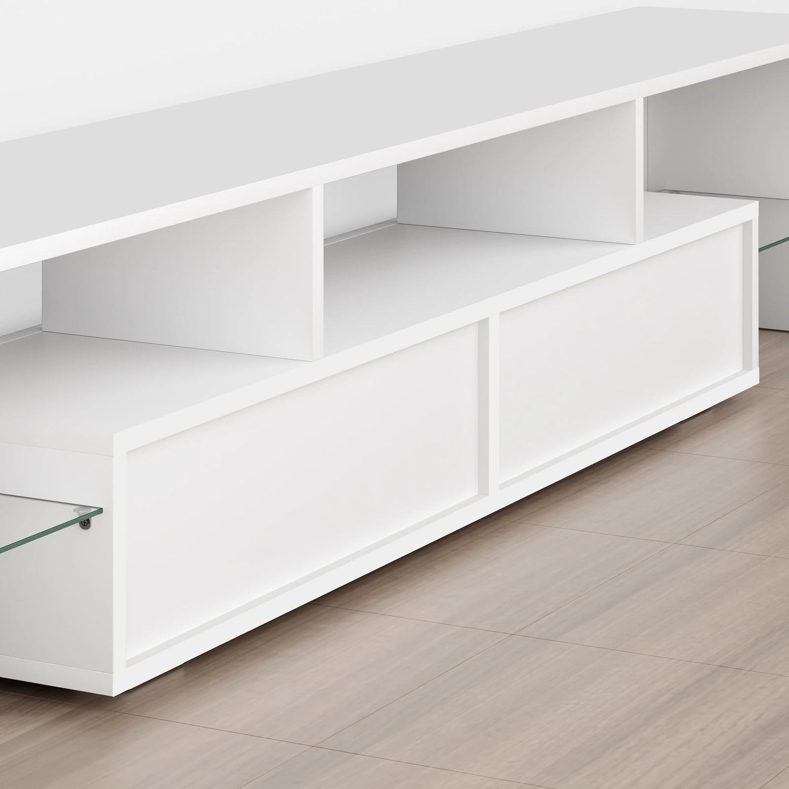 5 Alfordson Entertainment Unit 200cm TV Stand LED Light Storage Gloss - White, 5 of 10