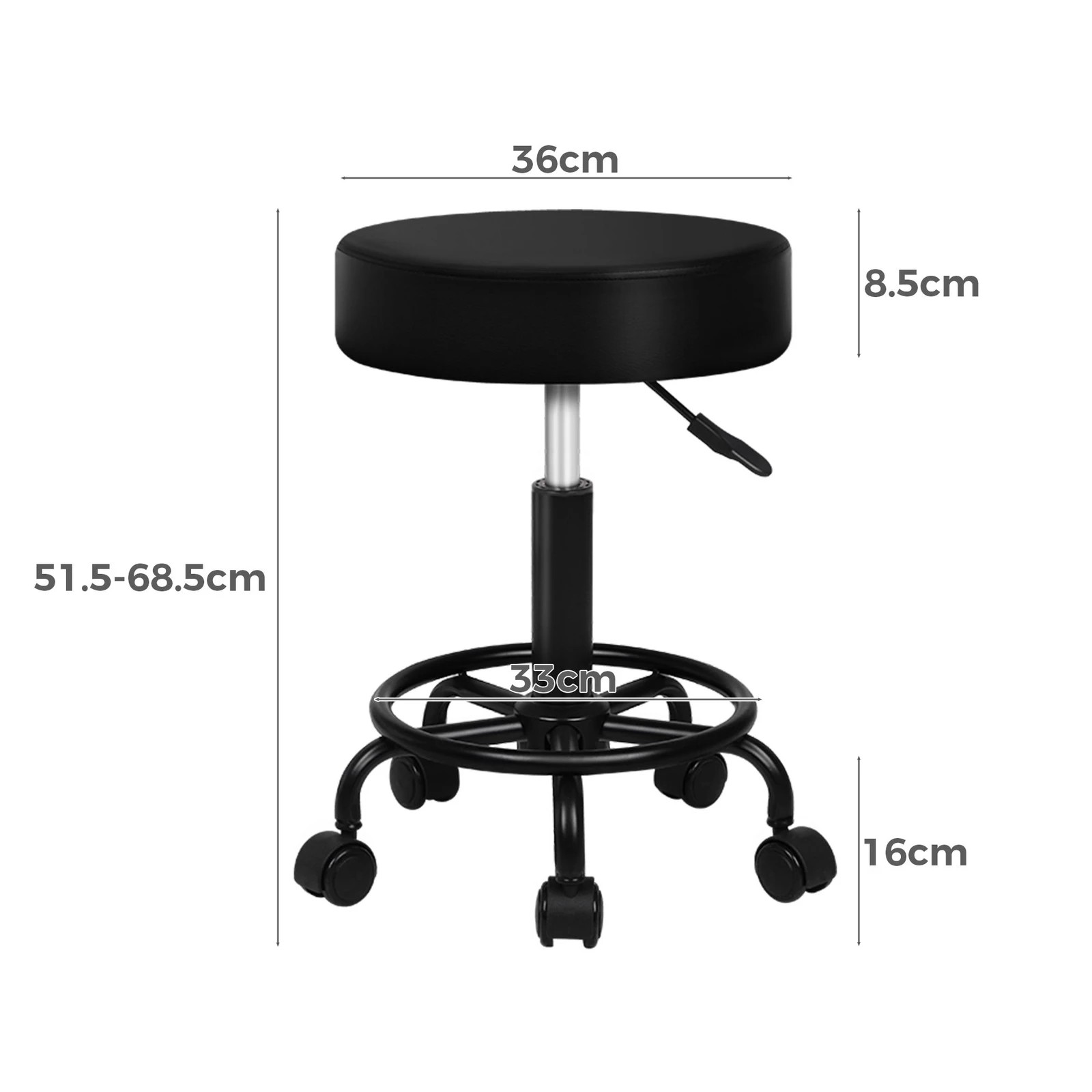 3 Alfordson Salon Stool Round Swivel Barber Hair Dress Chair Gas Lift - Black, 3 of 7