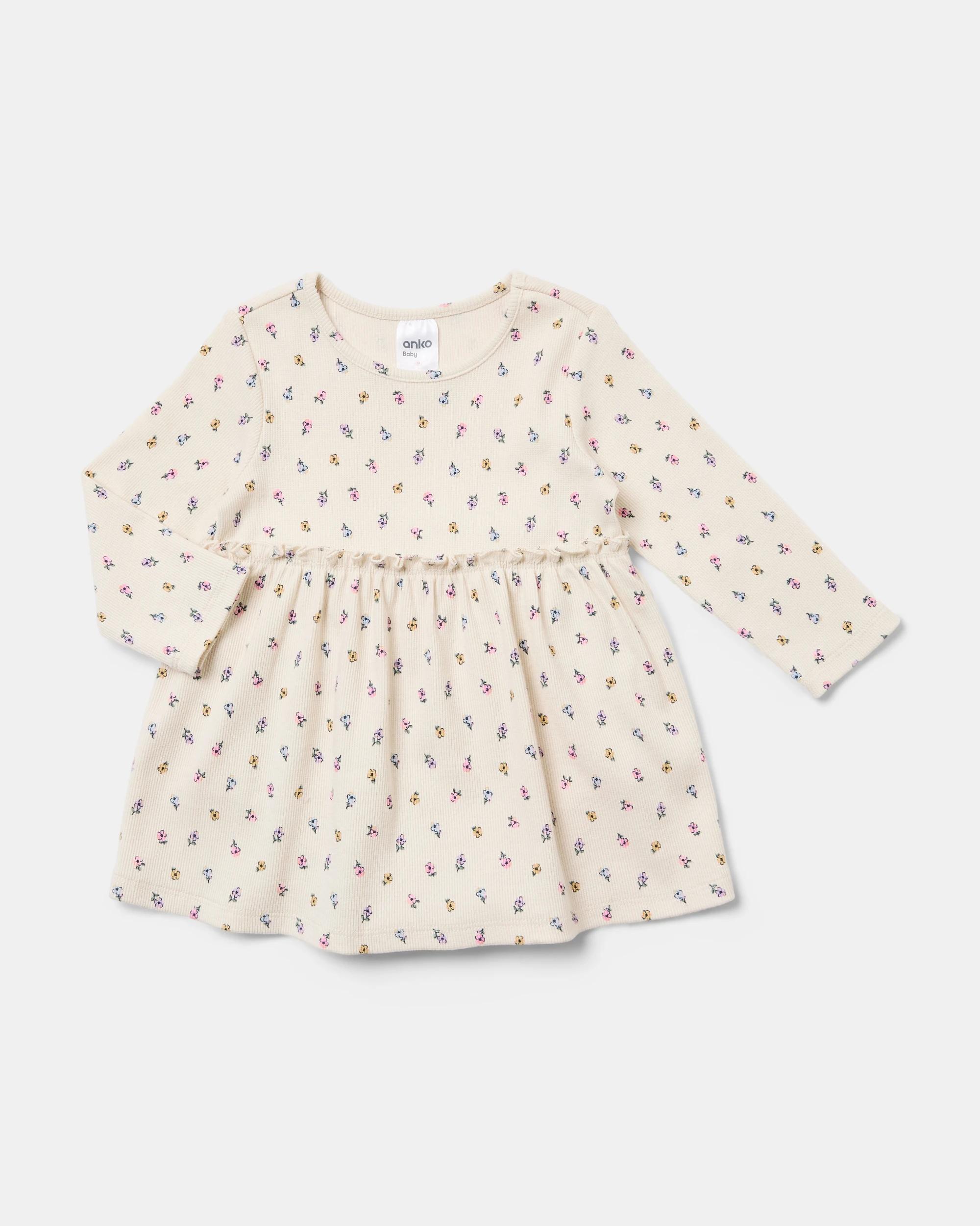 1 Long Sleeve Ribbed Bodysuit Dress Floral, 1 of 4