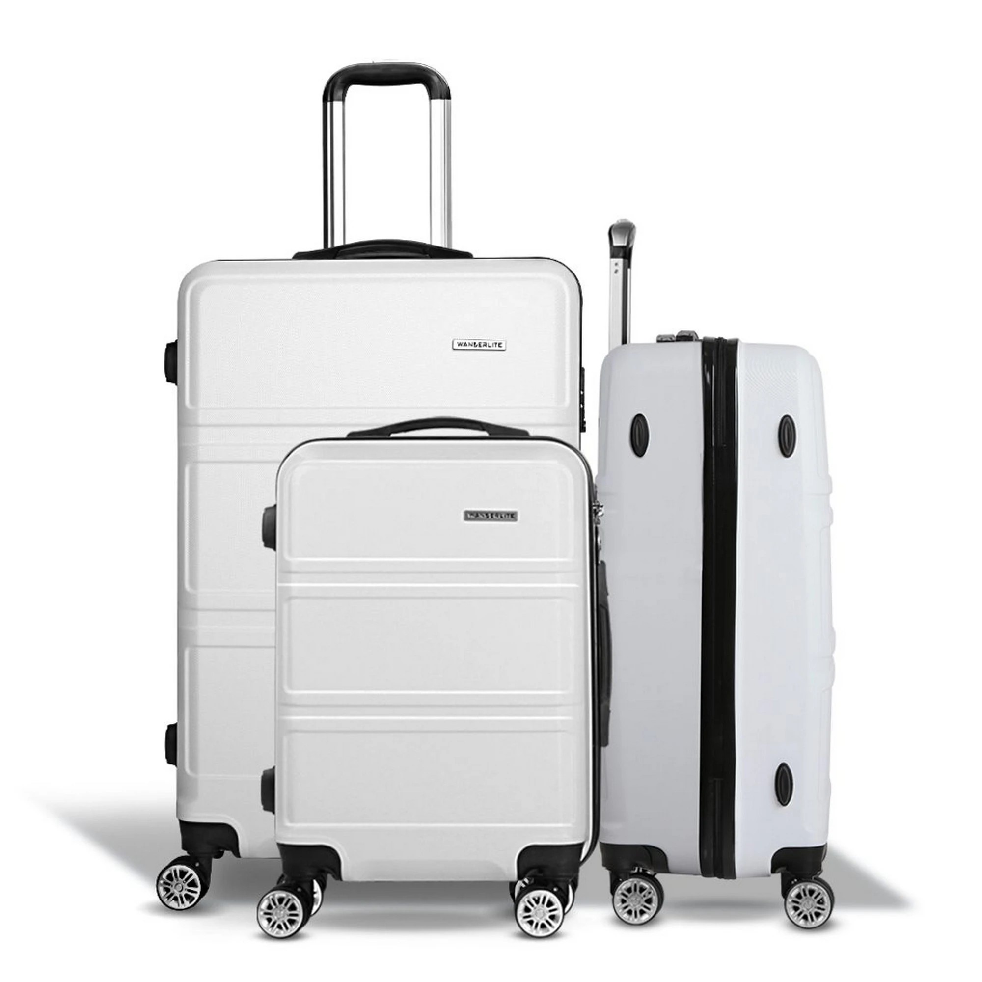 4 Wanderlite 3pc Luggage Trolley Set Suitcase Travel TSA Carry On Hard Case Lightweight - White, 4 of 8