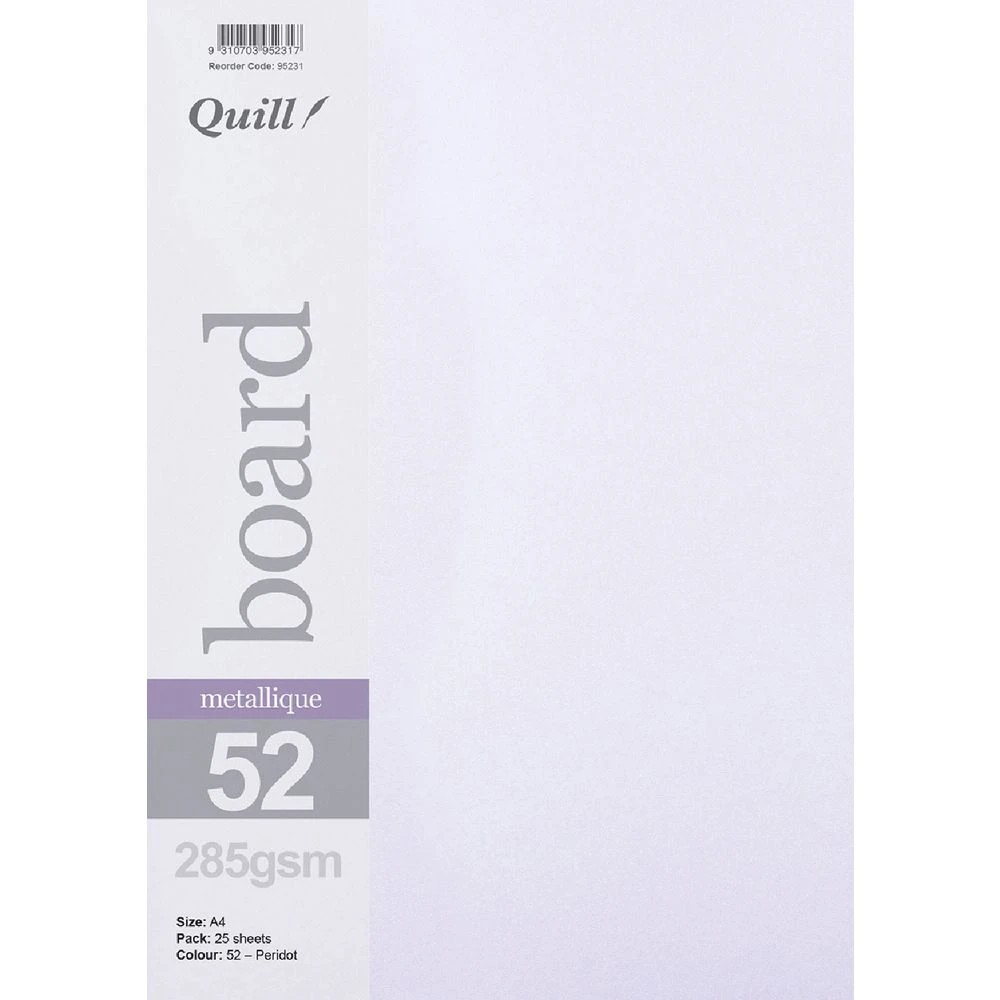 1 Quill A4 285gsm Metallique Board Peridot 25 Pack, 1 of 1