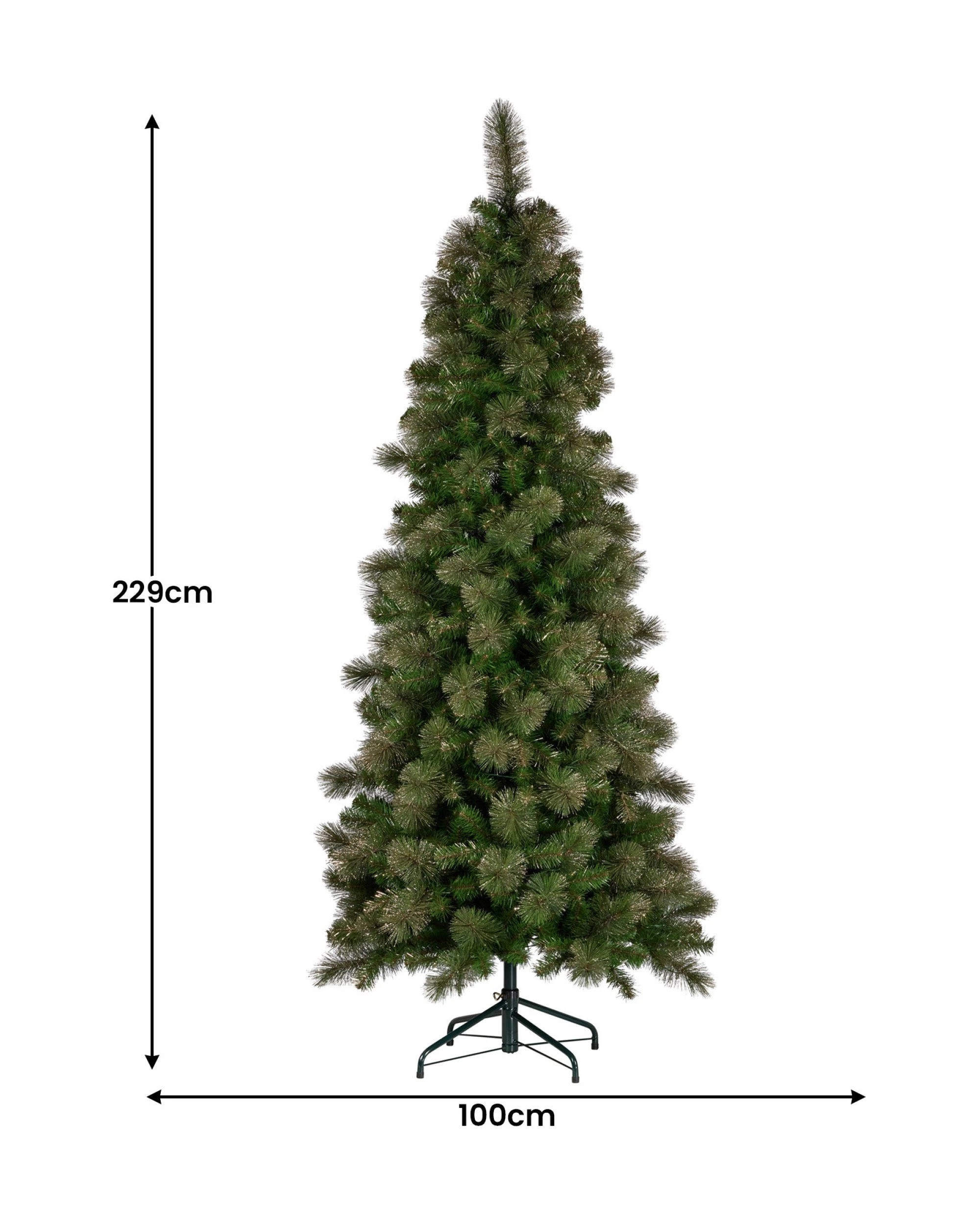 3 Christabelle 7.5ft Christmas Tree Slim Glittery Gold Pine Led Lights Xmas Decor, 3 of 6