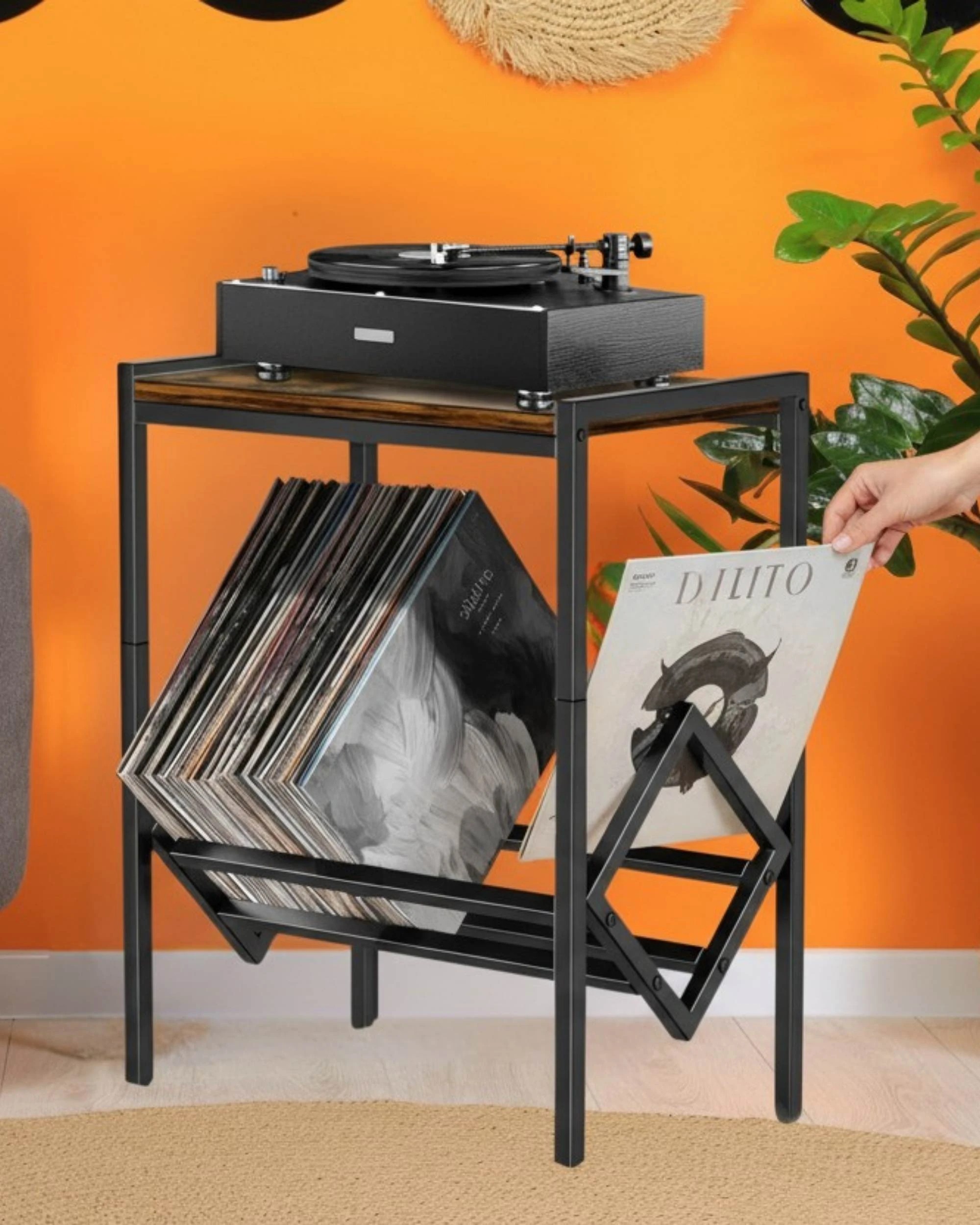 2 Social Hike Turntable Player Stand & Vinyl LP Record Album Storage - Black, 2 of 2