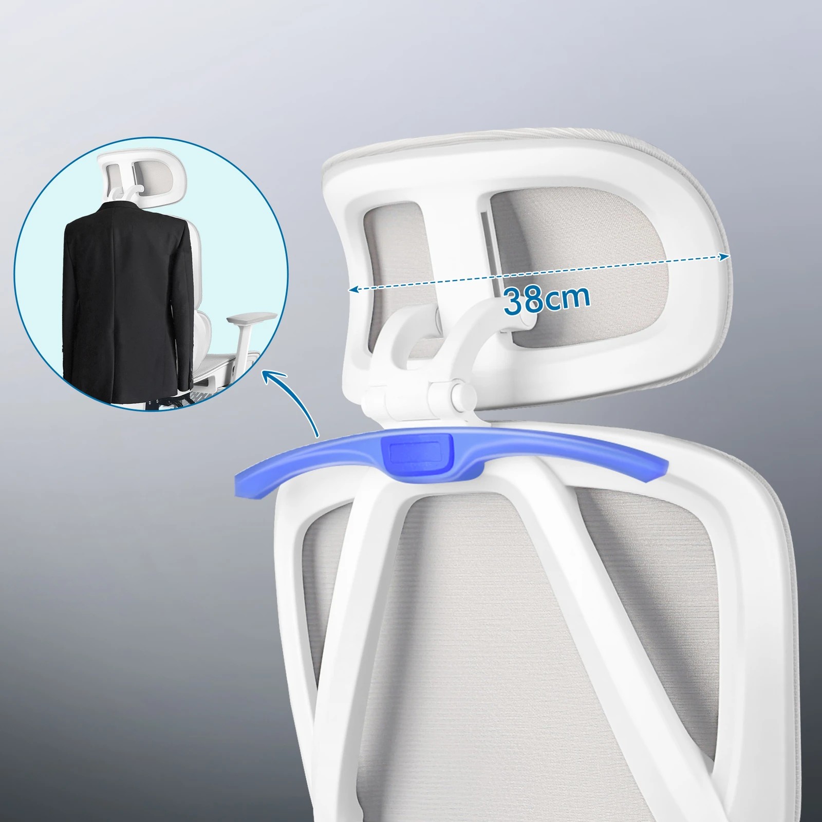 5 Alfordson Ergonomic Office Chair Mesh Seat Desk Computer Gaming - White Grey, 5 of 9