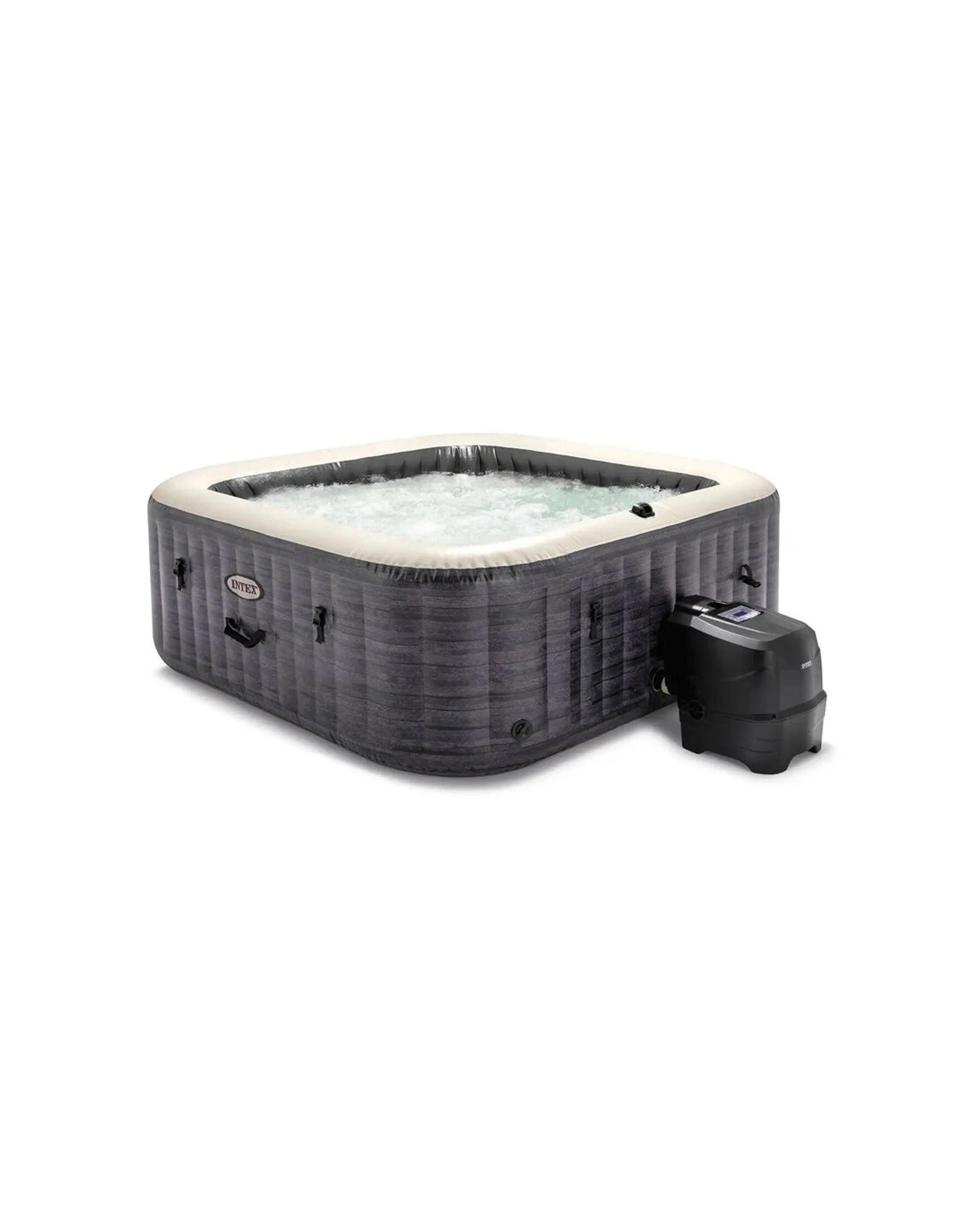 1 INTEX 6-Person Greystone Deluxe Square Bubble Spa Set 220-240V 6y+ - Grey, 1 of 9