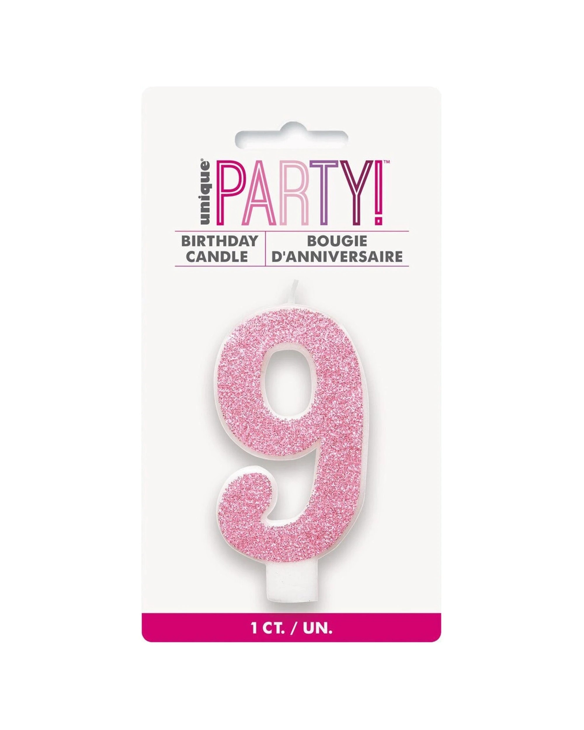 1 Meteor Party Numeral Candle 9 Birthday Cake Decoration - Pink, 1 of 1