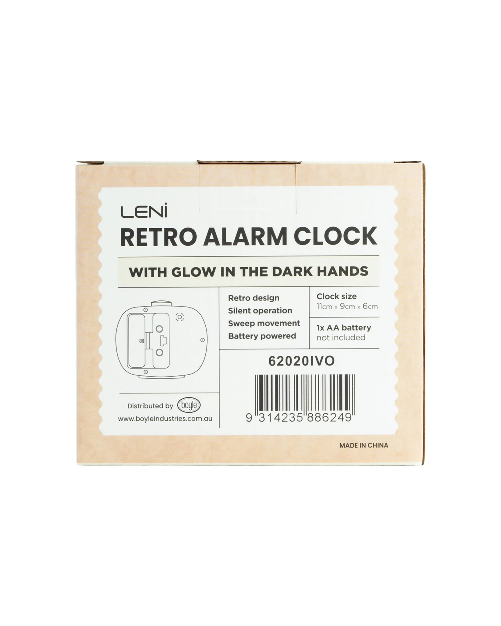 7 Leni Retro 9cm Alarm Clock Luminescent Hands Audible Beep-Beep Alarm - Beige, 7 of 7