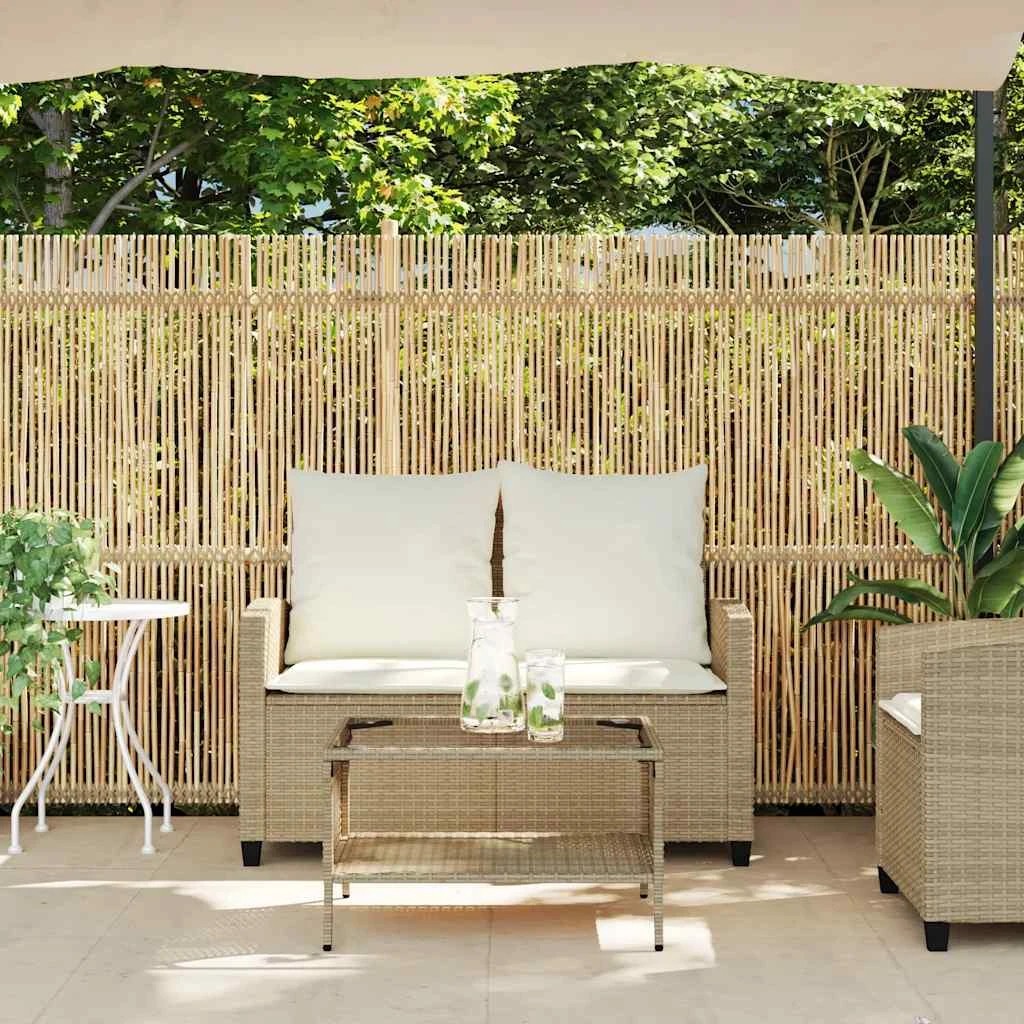 4 Vidaxl Garden Sofa 2-seater With Cushions&table Beige Poly Rattan, 4 of 9