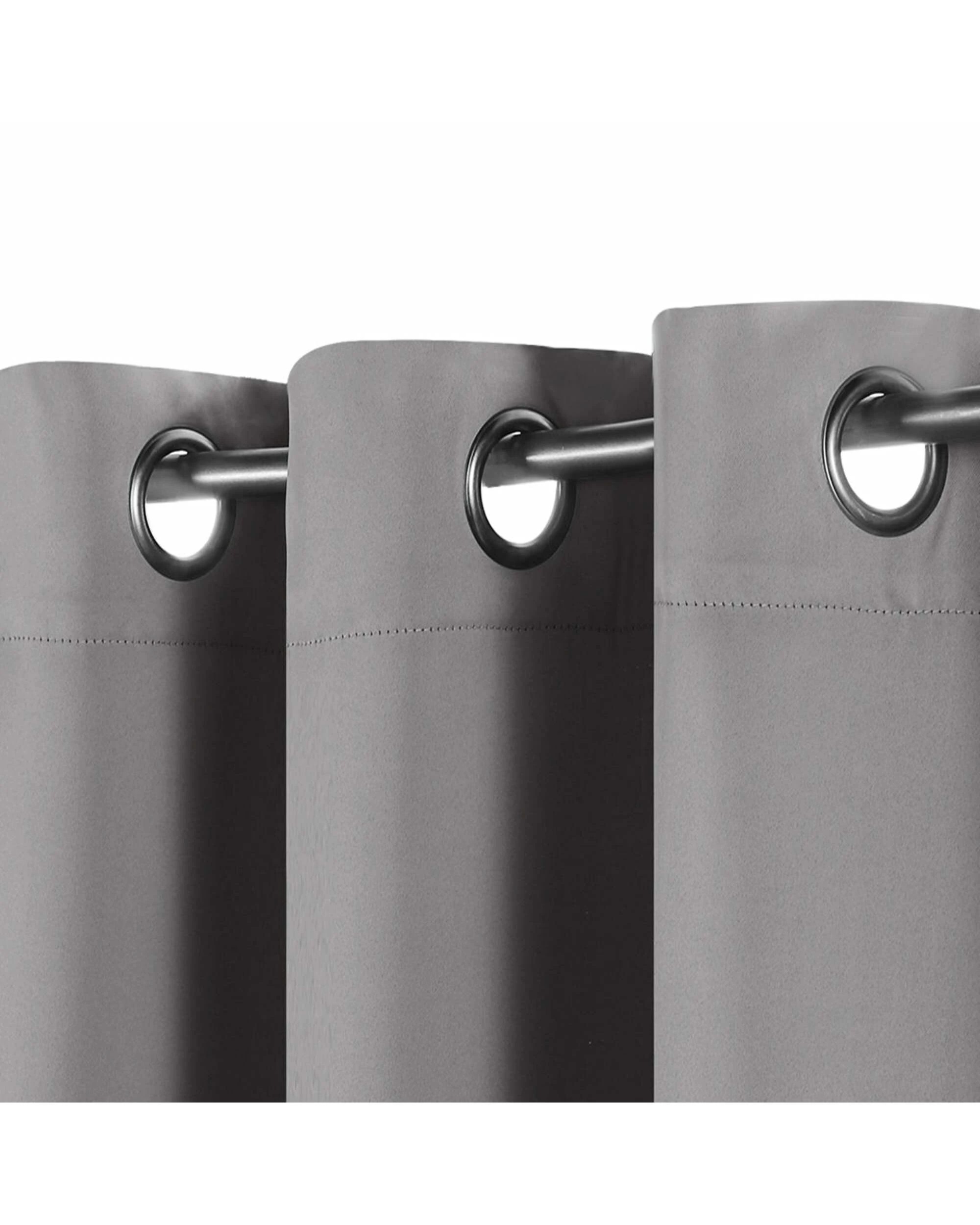 4 Smarcute Blockout Grommet Solid Curtain - 2X 132x274cm - Grey, 4 of 4