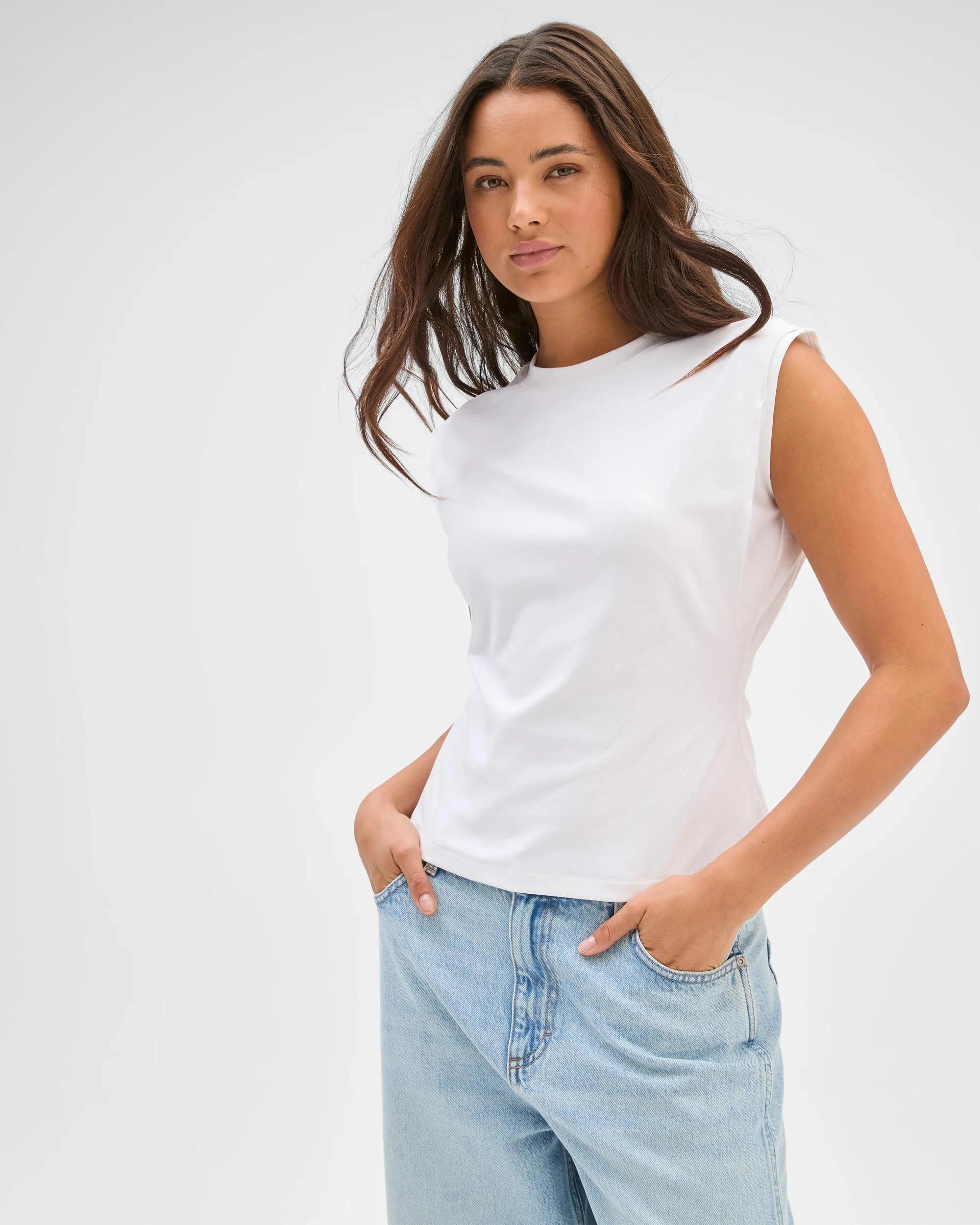 3 Lily Loves Australian Cotton Blend Extended Shoulder T-Shirt LILY WHITE, 3 of 5