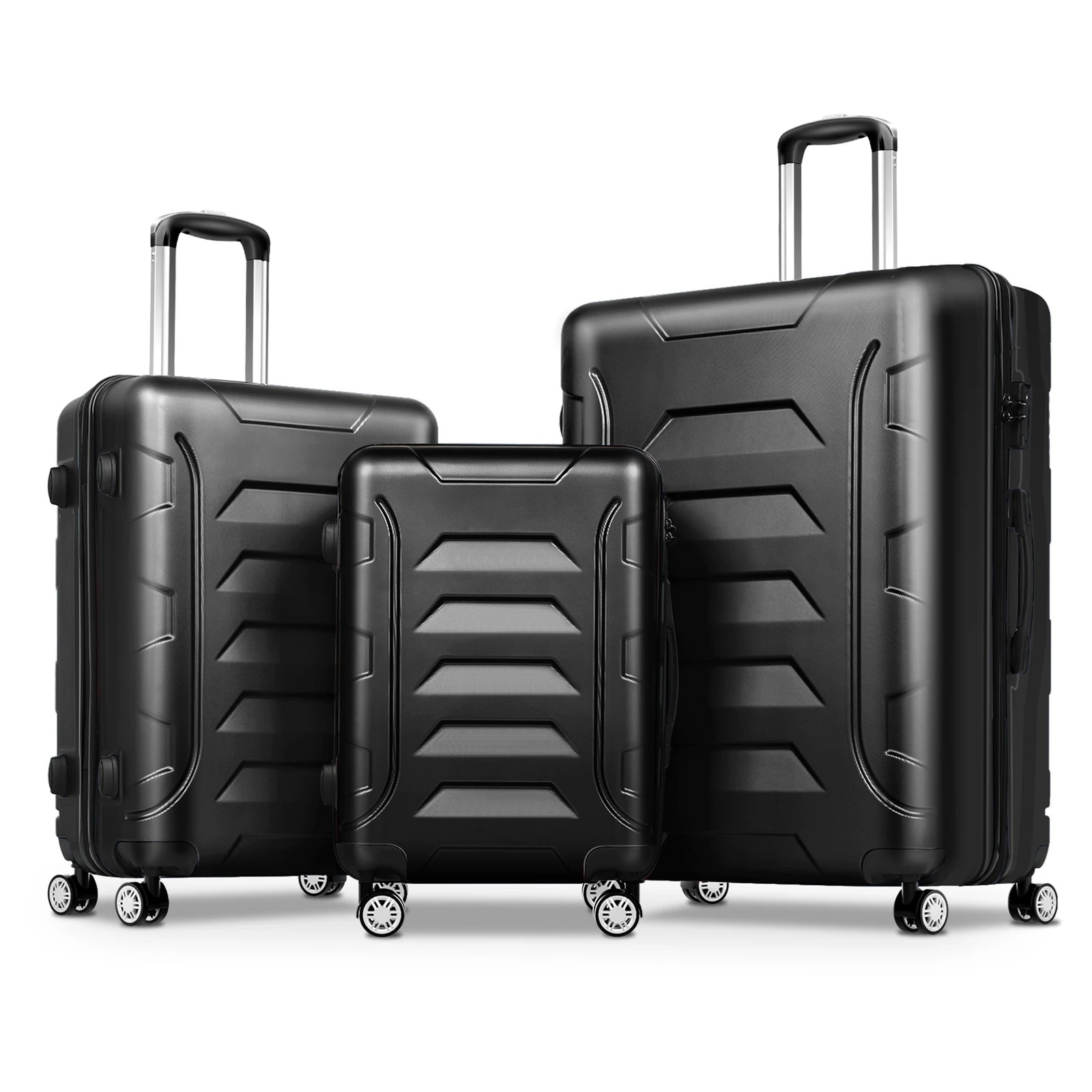 1 Alfordson Luggage 3PCS Set Suitcase Trolley TSA Carry on Hard Case - Black, 1 of 10