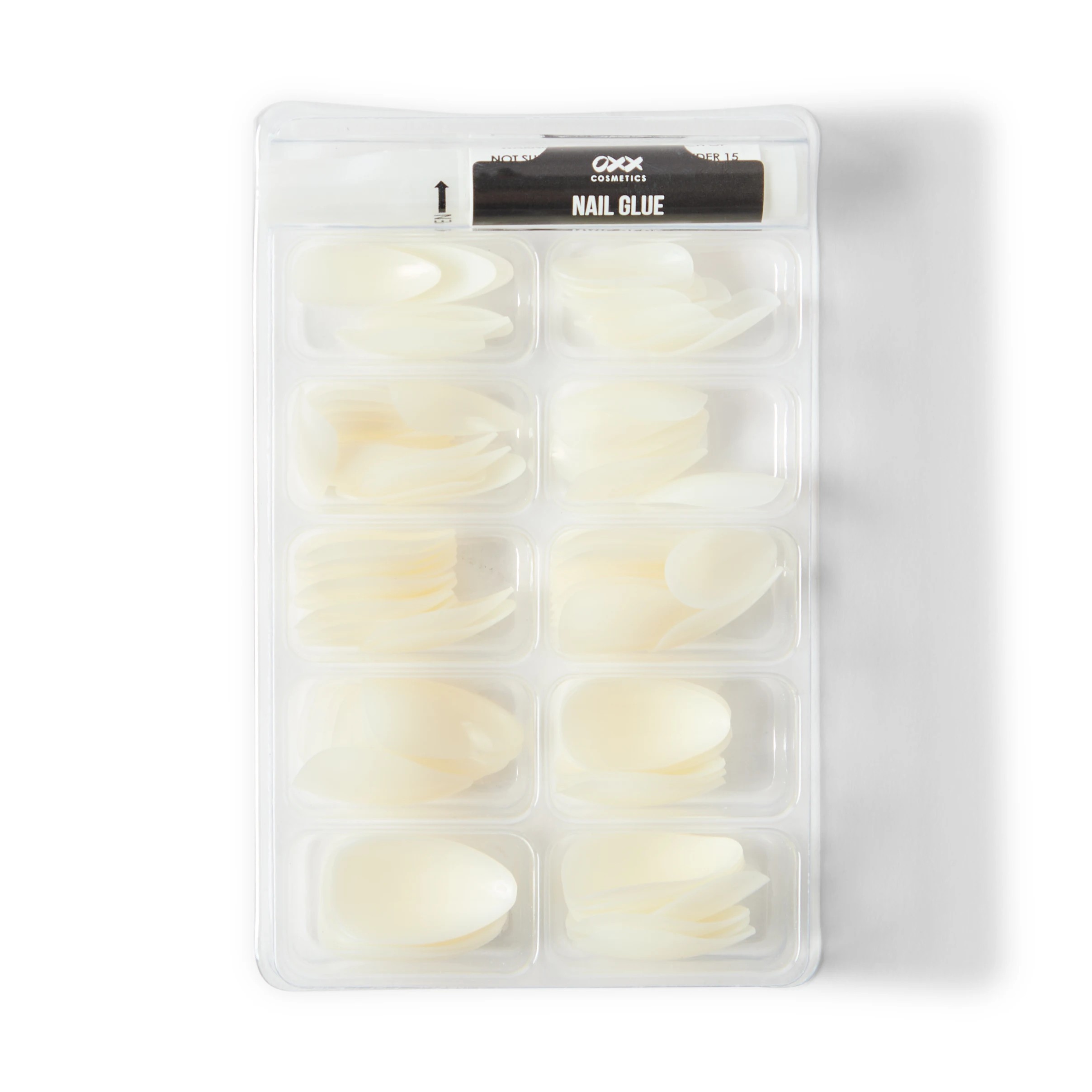 3 OXX Cosmetics 100 Pack Artificial Nails with Adhesive - Stiletto Shape, Clear, 3 of 4