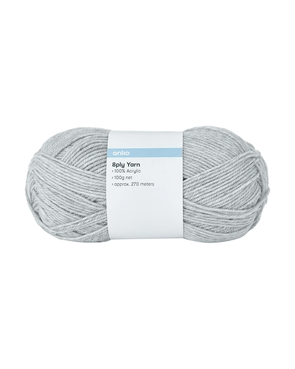 8 Ply Classic Acrylic Yarn - Grey Marle