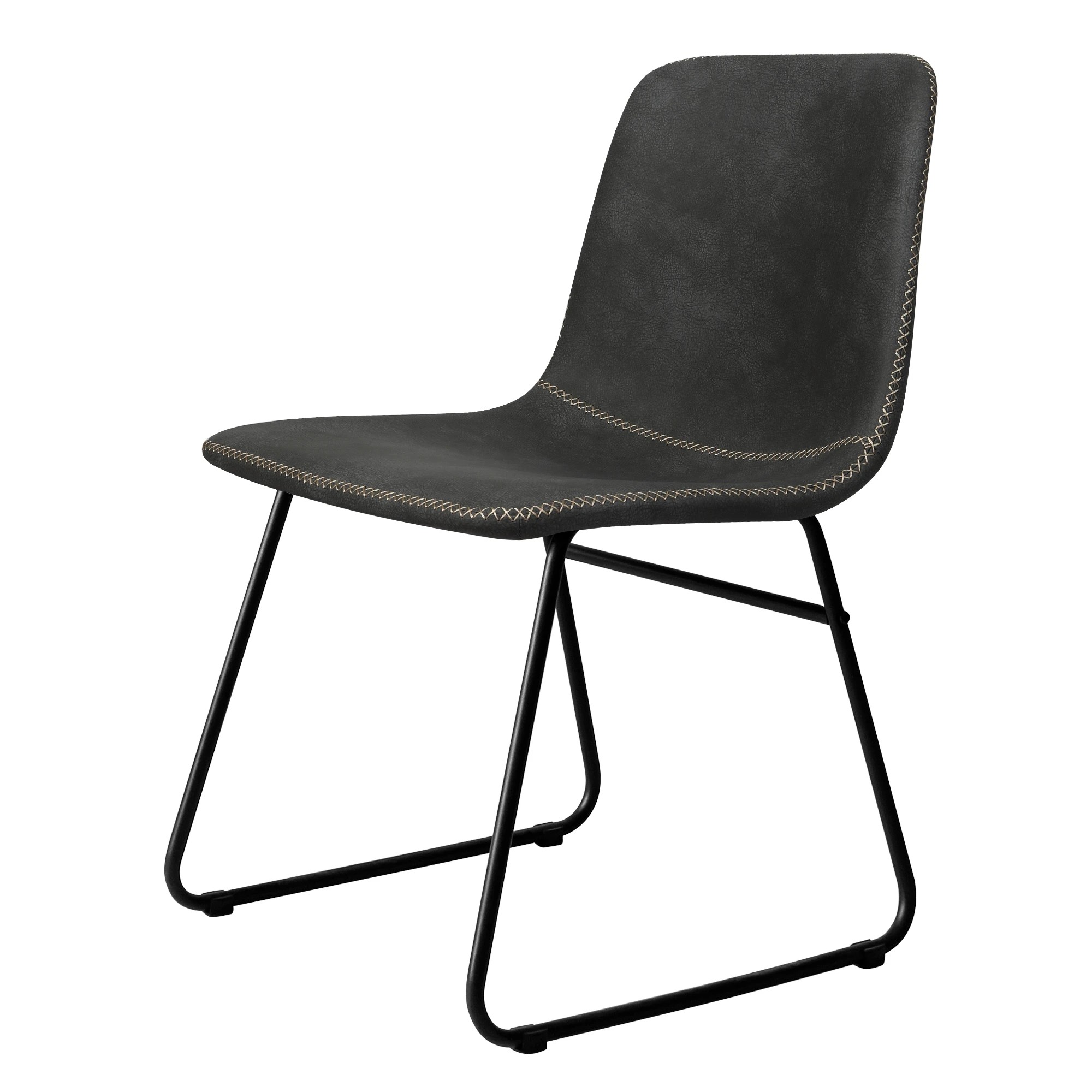 2 Levede 8x Dining Chairs PU Leather - Black - Black, 2 of 8