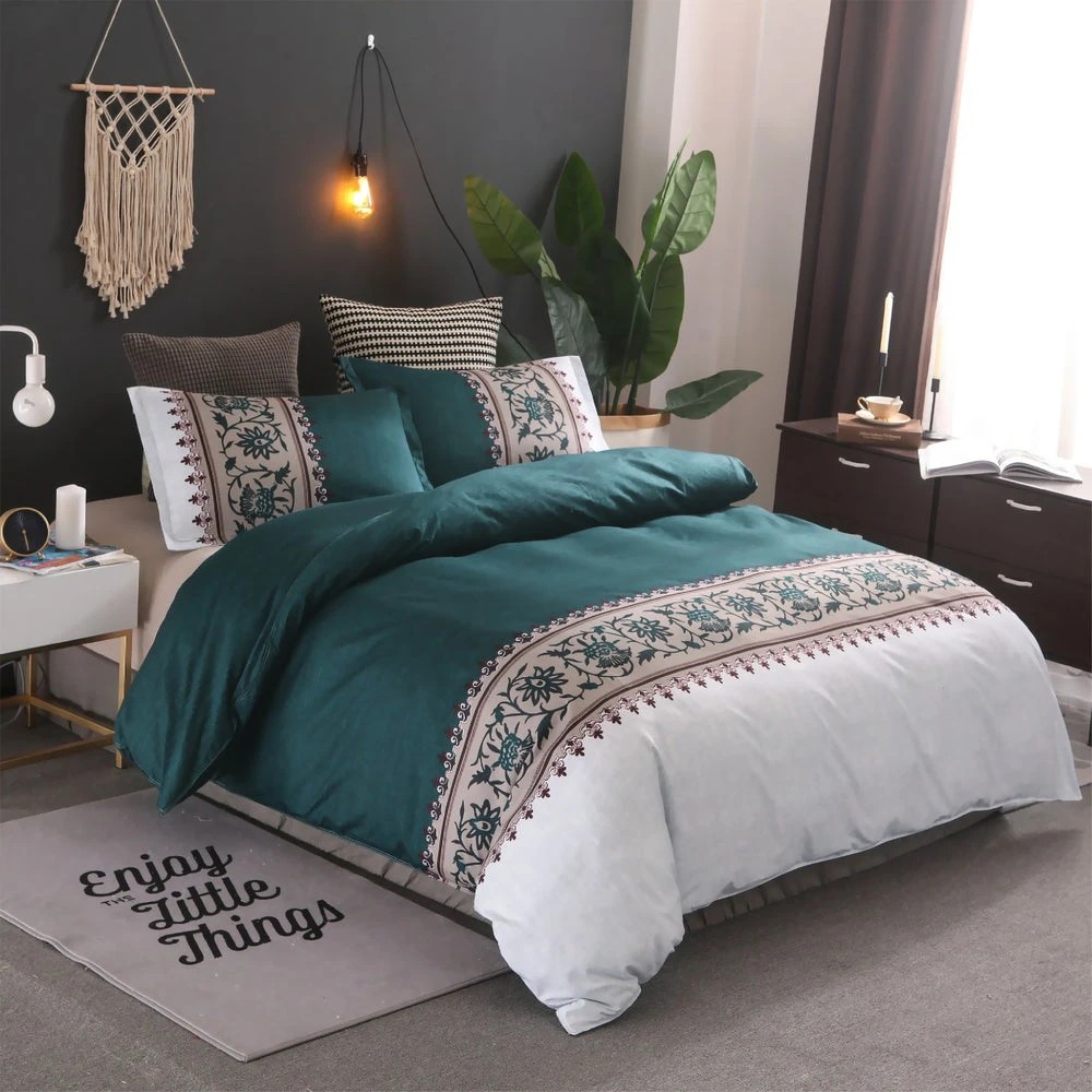 1 Dreamfields Bohemian Jade Design Quilt Doona Duvet Cover Set - Single Bed - Multi, 1 of 1