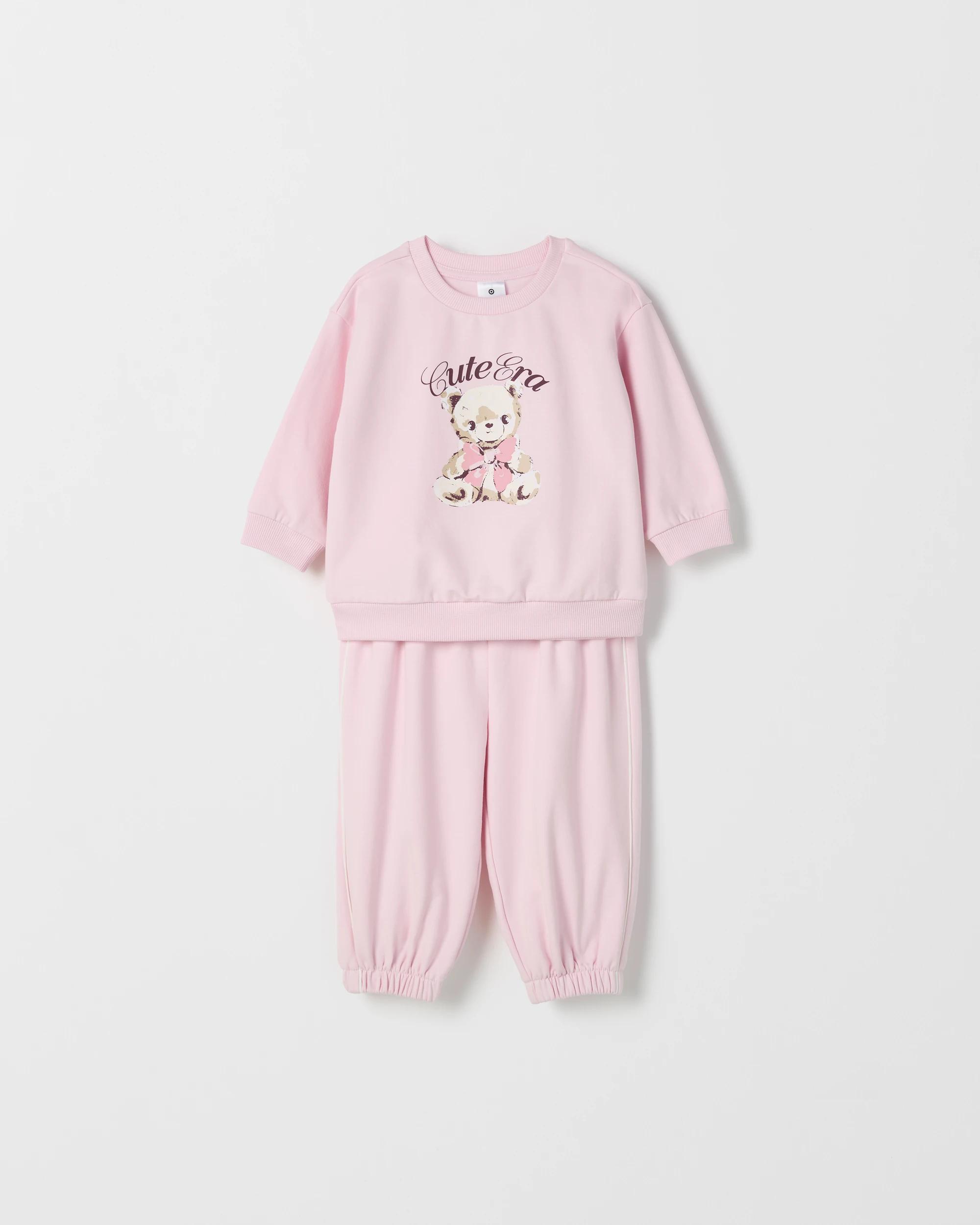 1 Target Baby Baby Organic Cotton Jumper & Trackpants 2 Piece Set BALLET, 1 of 3