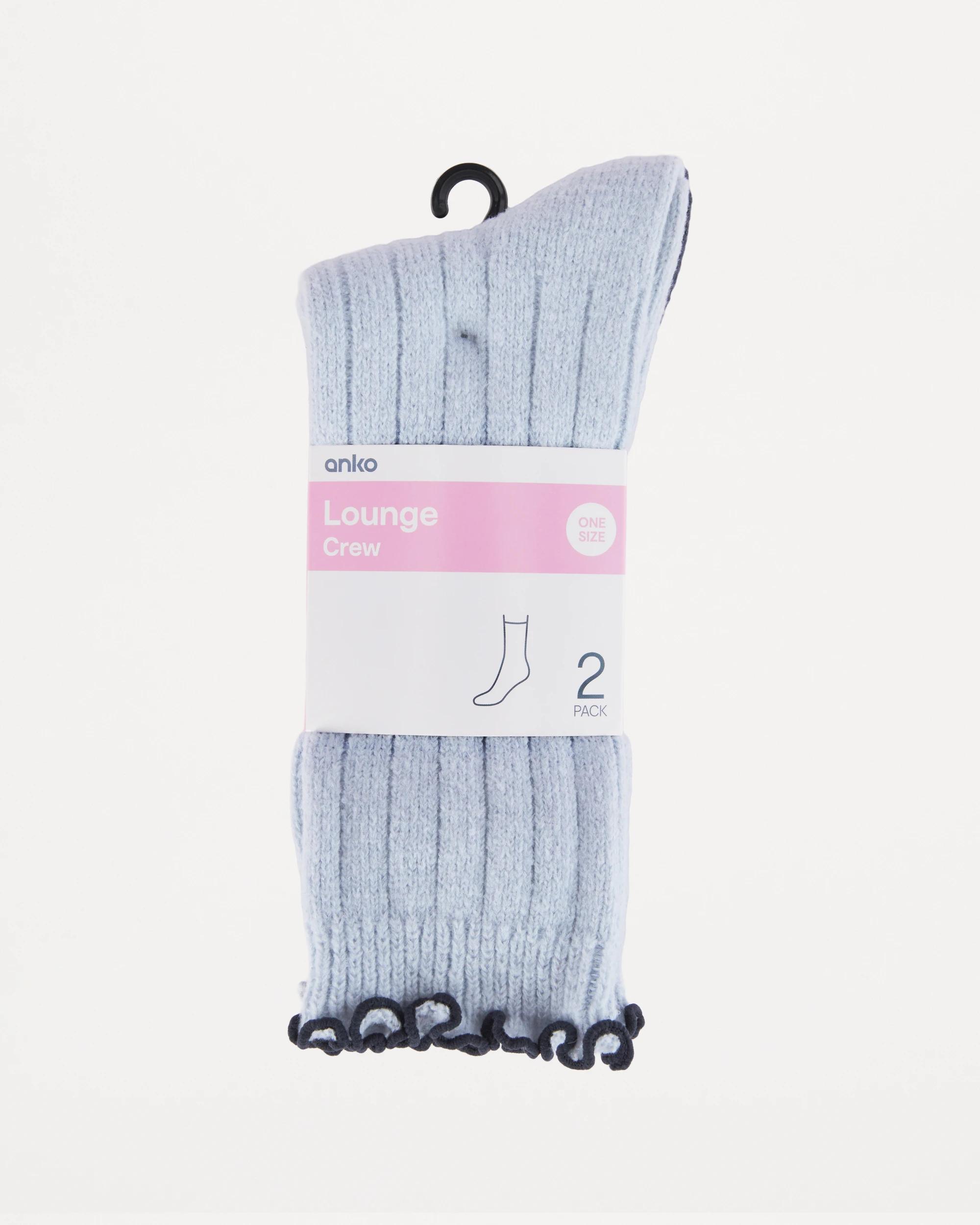 3 2 Pack Rib Frill Home Socks Halo Navy, 3 of 3
