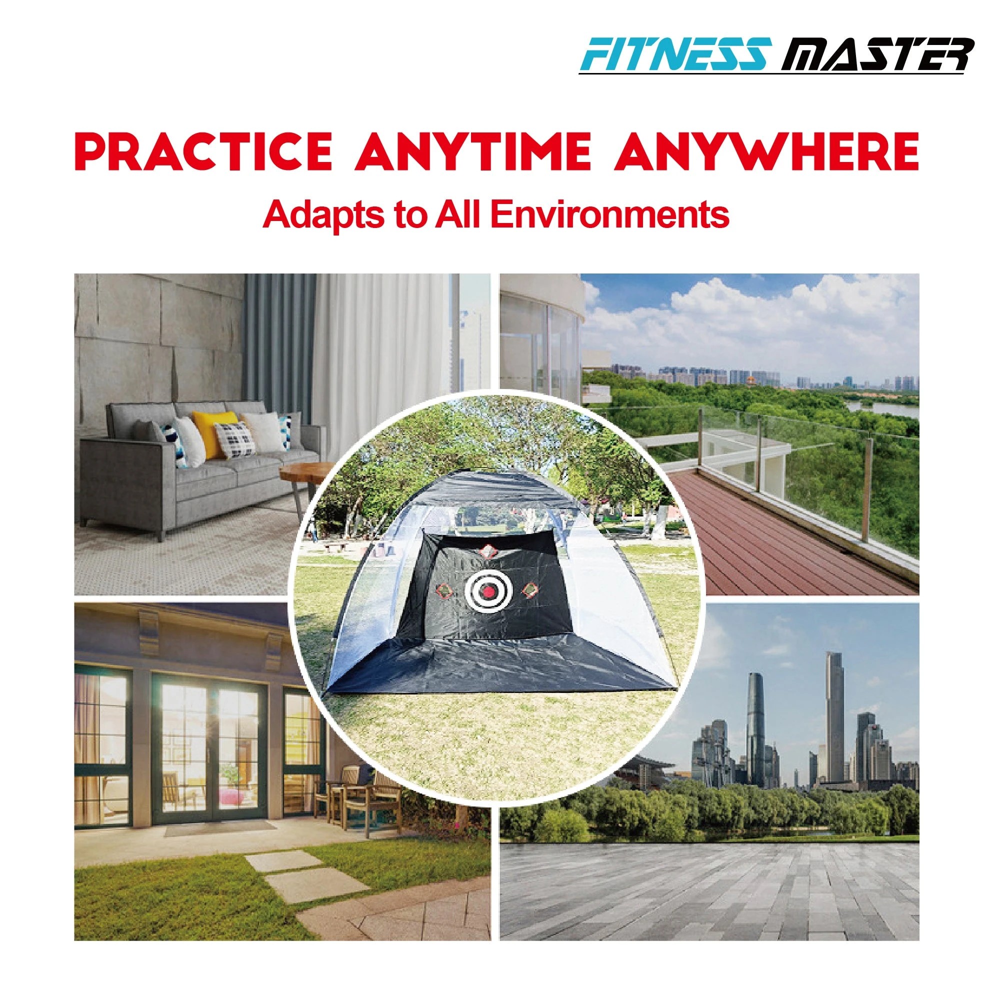 6 Elora Fitness Master 3m Golf Practice Net Training Hitting Net Chipping Cage Carry Bag, 6 of 7