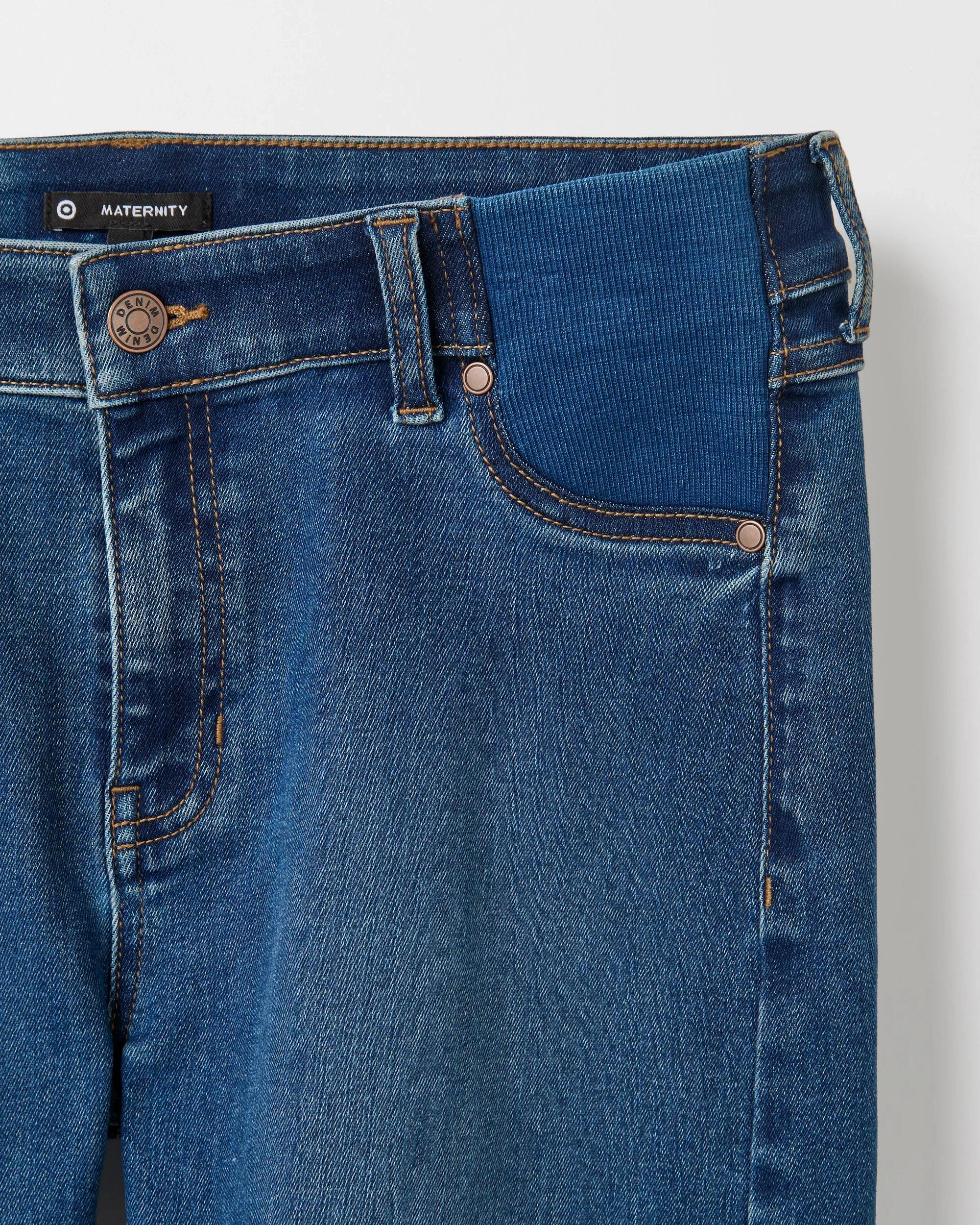 2 Target Maternity Under The Belly A-Line Denim Shorts MID WASH, 2 of 2